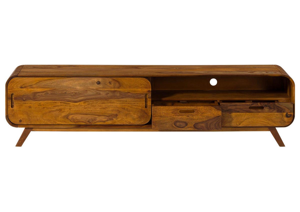 TV-BOARD Sheesham 192x40x48 hellbraun lackiert MAILAND #129 - Braun, Holz (192/48/40cm) - Massivmoebel24