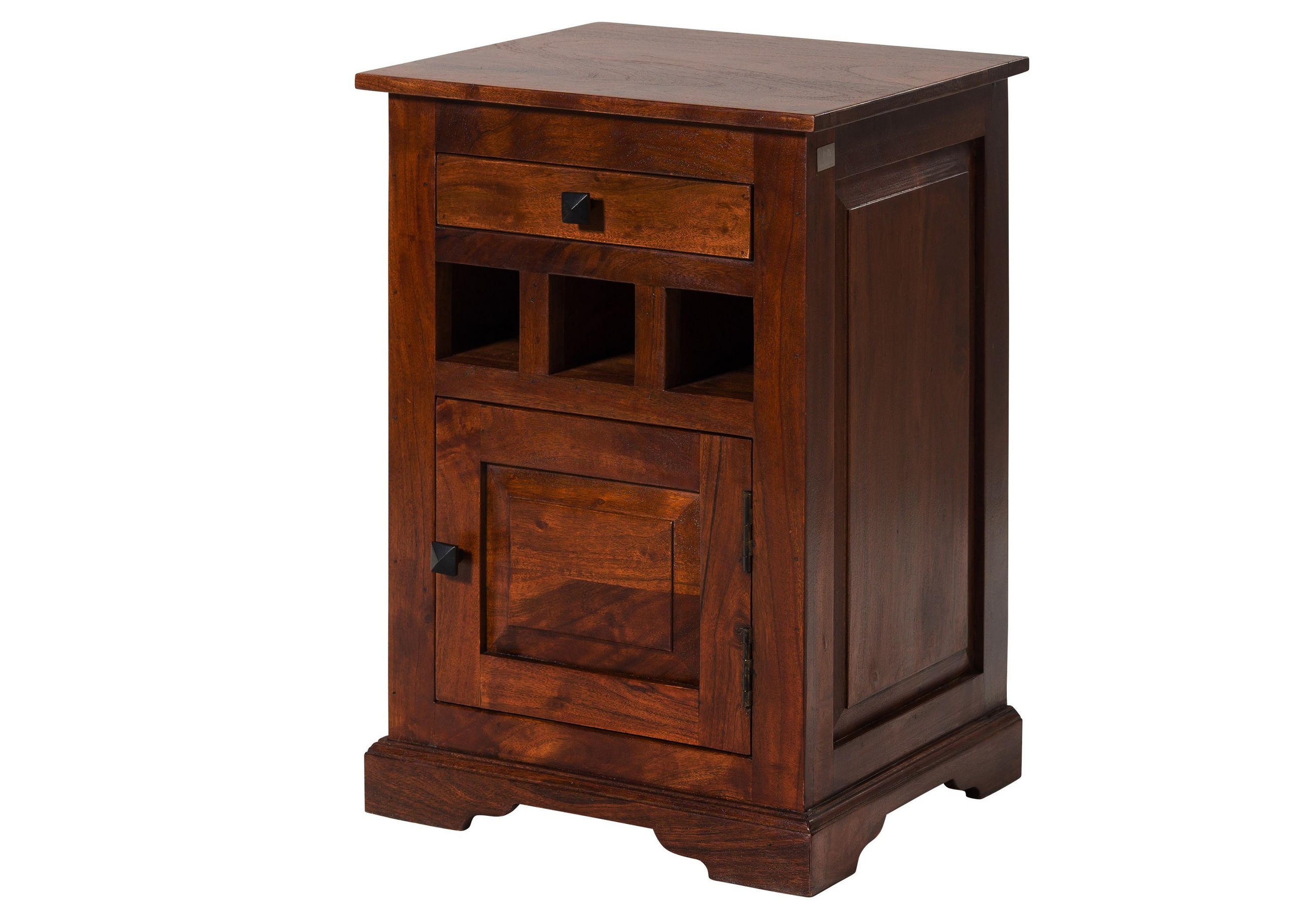 NACHTTISCH Akazie 46x40x65 nougat lackiert OXFORD #269 - Dunkelbraun, Holz (46/65/40cm) - Massivmoebel24