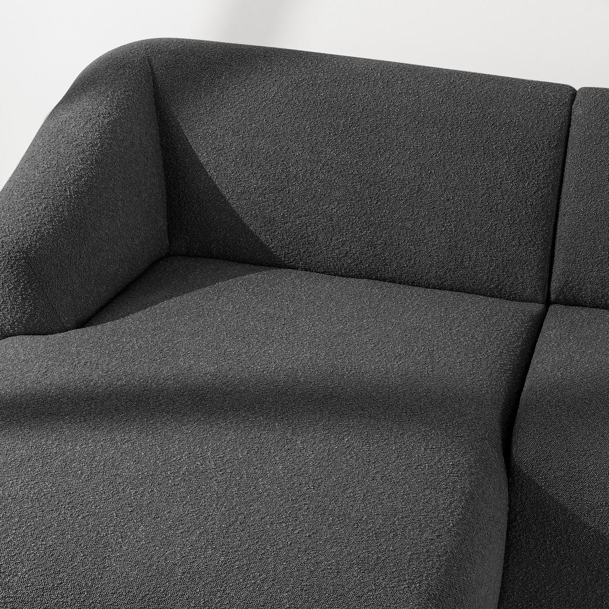 ECKSOFA LINKS VIRA, Dunkelgrau, Bouclé - Dunkelgrau/Schwarz, Holz/Holzwerkstoff (300/160cm) - KONSIMO®
