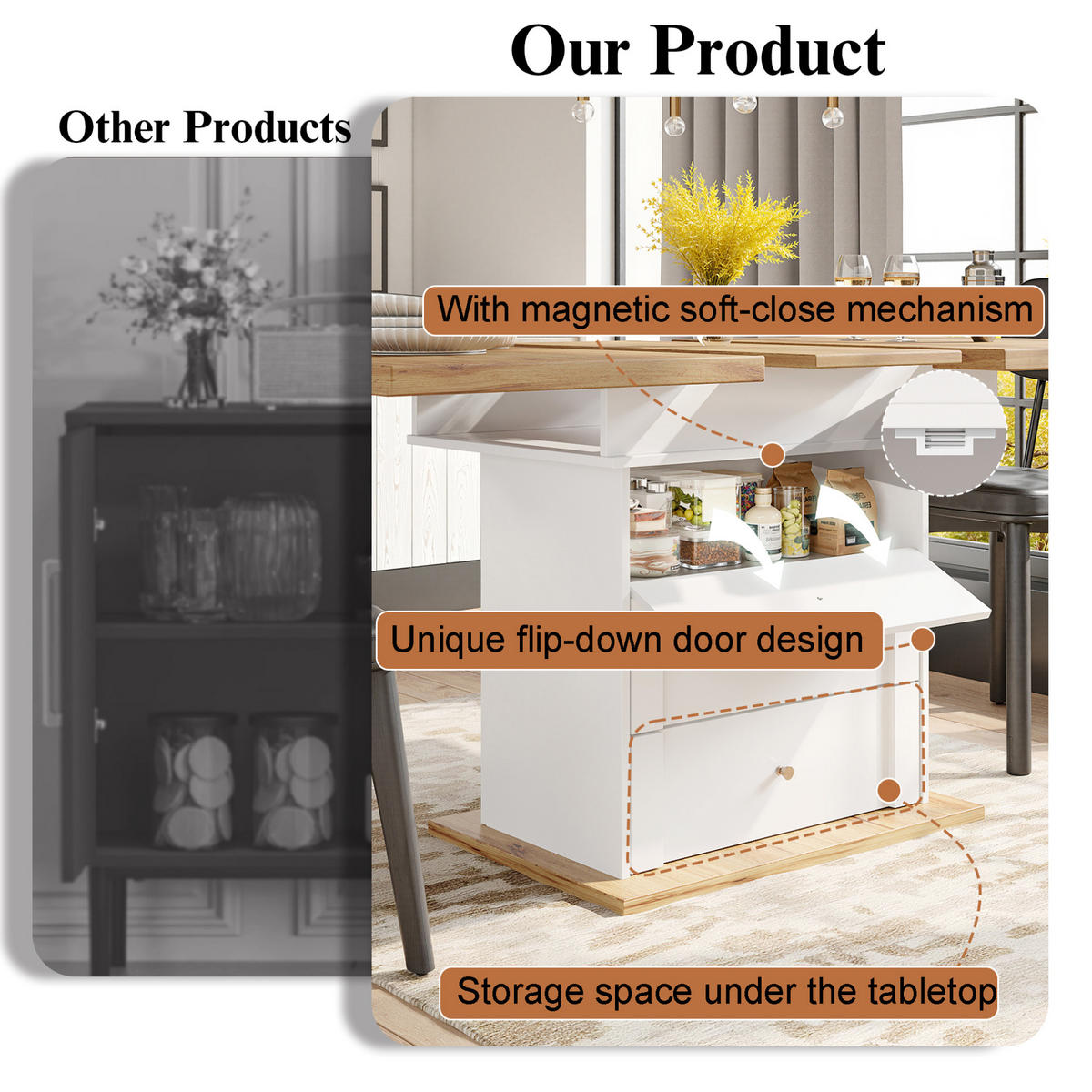 ESSTISCH 110-140/75/80 cm in Natur oder Weiß aus MDF und Metall mit Stauraum - Weiß, Holzwerkstoff (140/80/75cm) - OKMYHOME