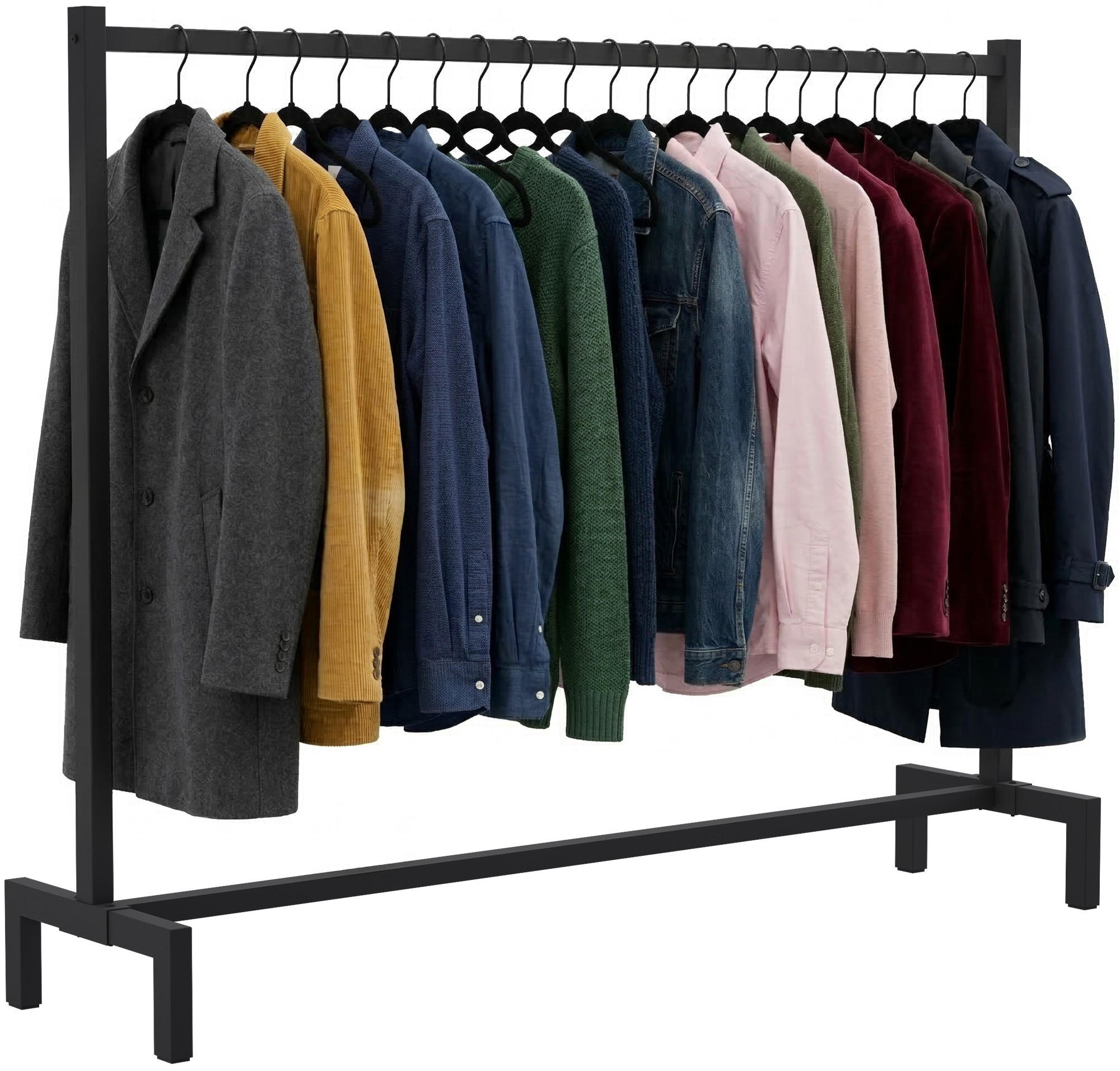 KLEIDERSTÄNDER 150x38x120-schwarz-Metall - Schwarz, Metall (150/120/38cm) - CLP