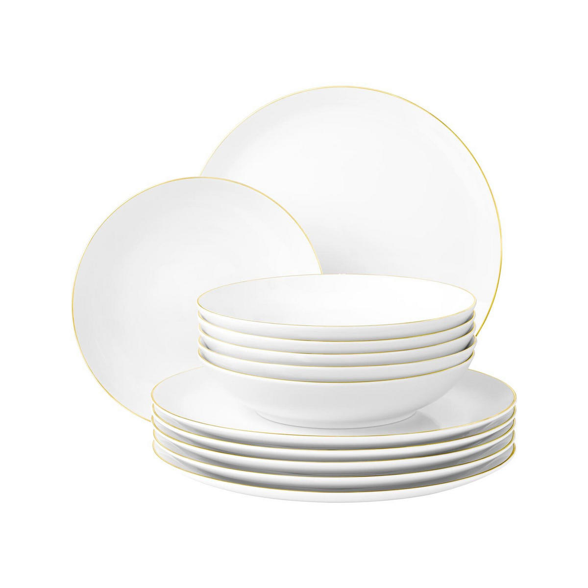 TAFELSERVICE Liberty Goldrand weiß-gold 12er Set - Goldfarben/Weiß, Keramik (1/1/1cm) - Seltmann Weiden