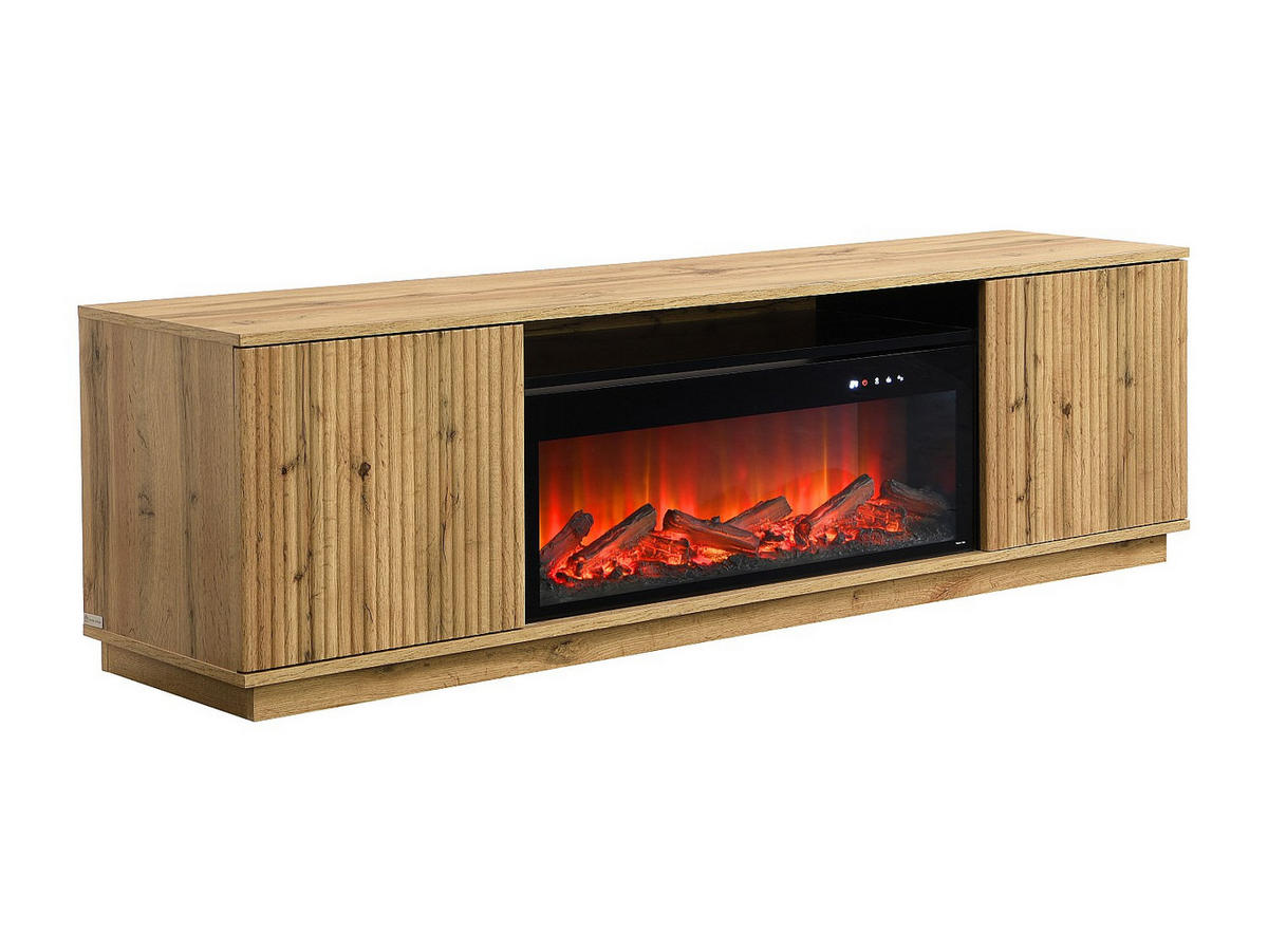 TV-BOARD - 163 cm x 40 cm - holz - schwarz, naturfarben hell Yevina - Schwarz/Naturfarben, Glas/Holz (163/48/40cm) - Vente-Unique