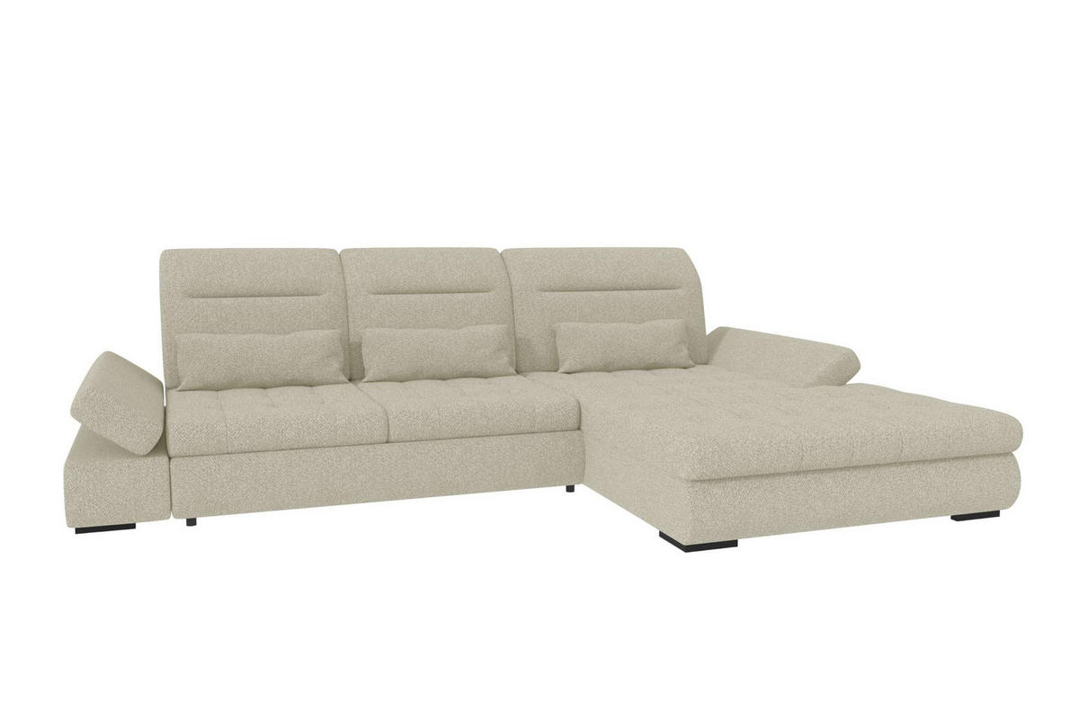 ECKSOFA Toscana Plus Strukturstoff inkl. Schlaffunktion - Hellgrau, Textil (300/179cm) - 99rooms