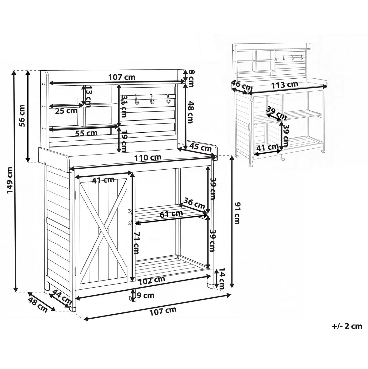 PFLANZTISCH 113/149 cm Tannenholz Hellbraun Meldola - Hellbraun/Braun, Holz - Beliani