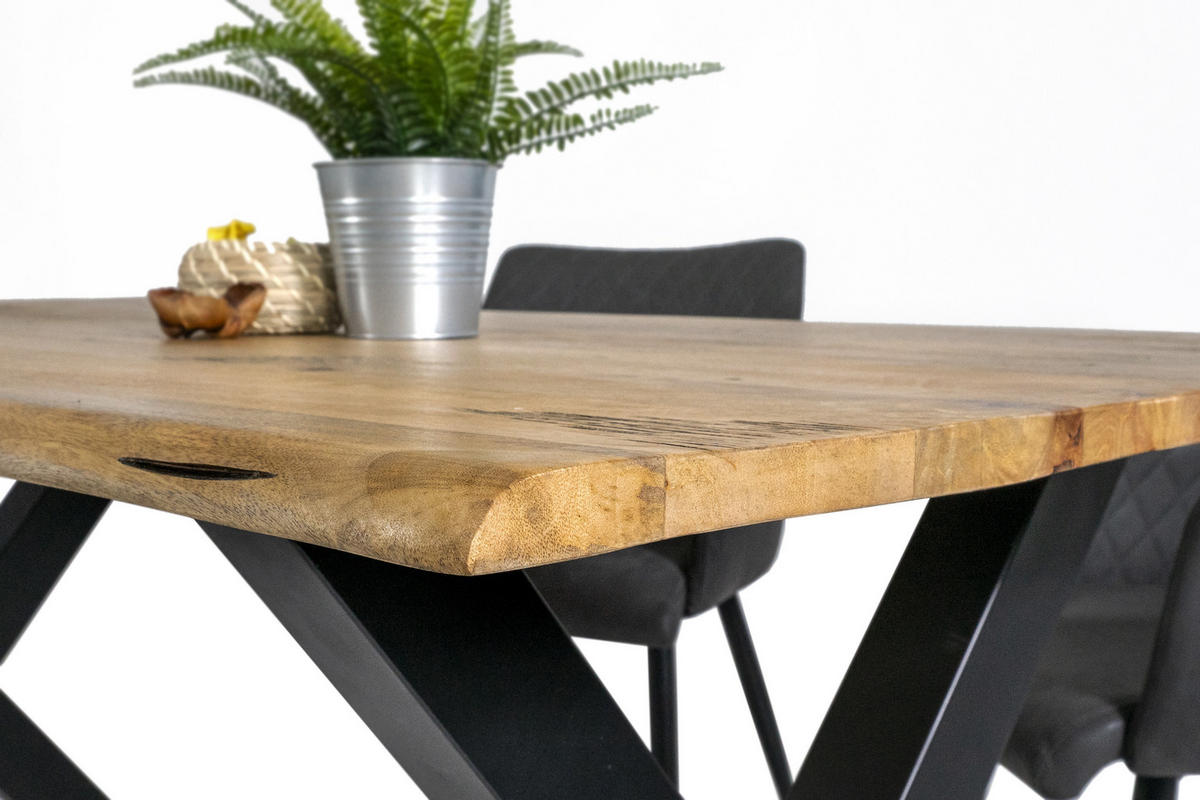 ESSTISCH TIGER X - Beige/Schwarz, Holz/Metall (90/180/77cm) - SAM
