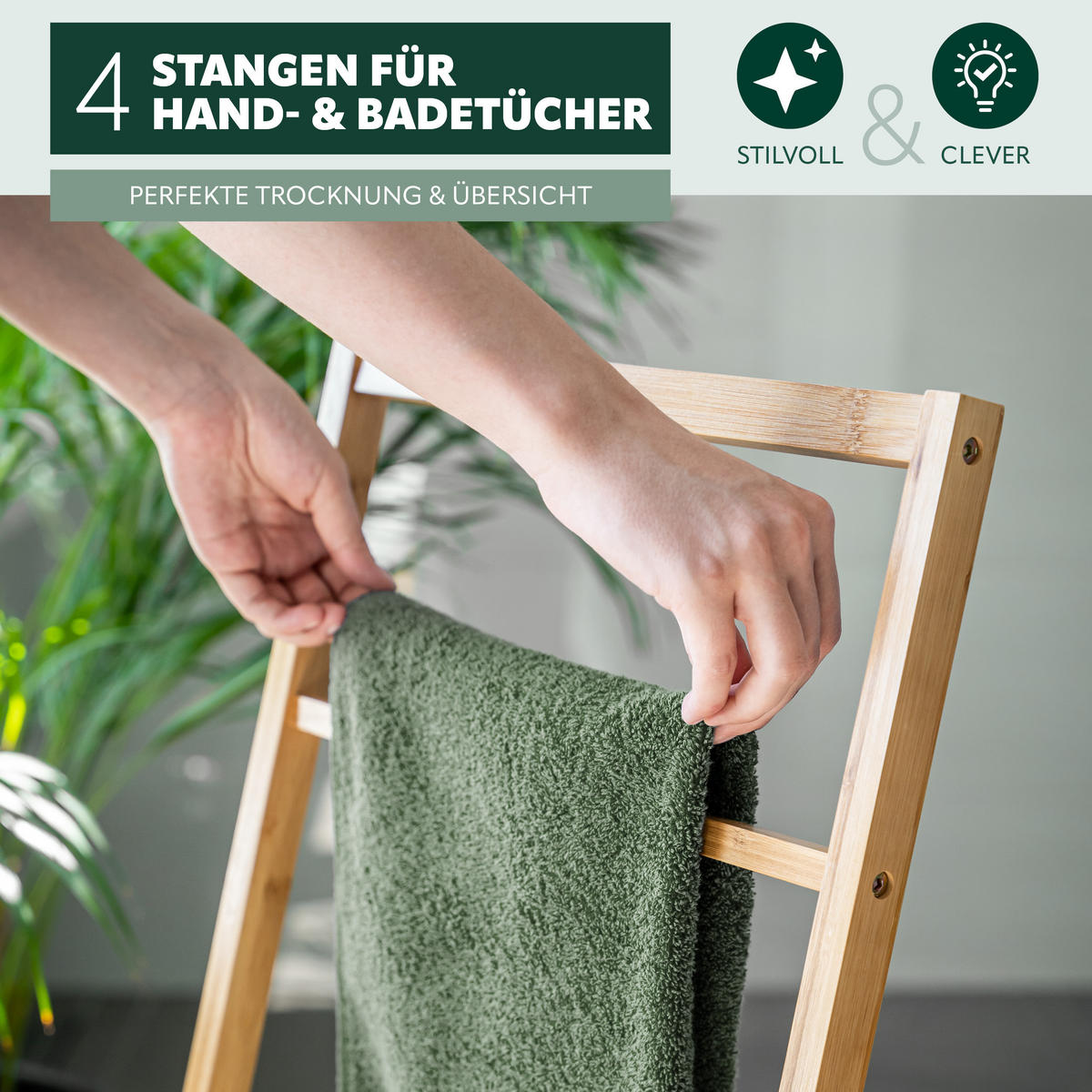 HANDTUCHHALTER, Bambus - Braun, Holz (40.5/28/98cm) - bremermann