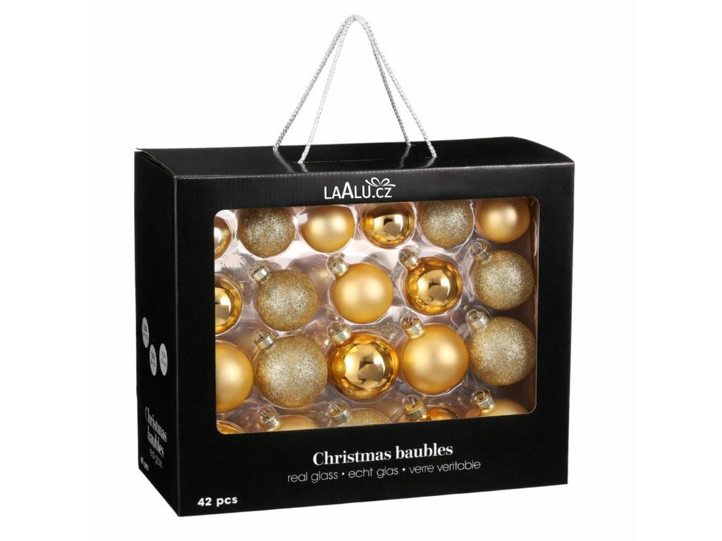 WEIHNACHTSKUGEL-SET bunt 42 Stück, 7 cm, Glas - Goldfarben, Glas (30/50/60cm) - LAALU