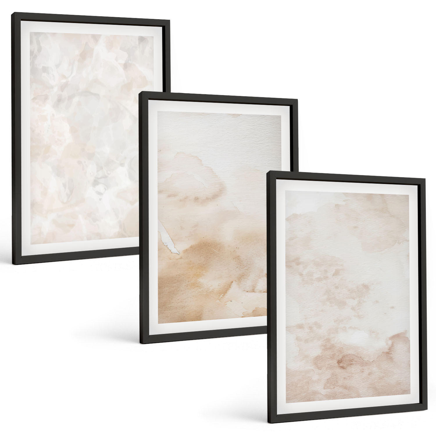 BILDER SET 3er Set - 40x60 cm Schwarzer Rahmen - Modische Pastelltexturen - Schwarz, Kunststoff (40/60cm) - TULUP