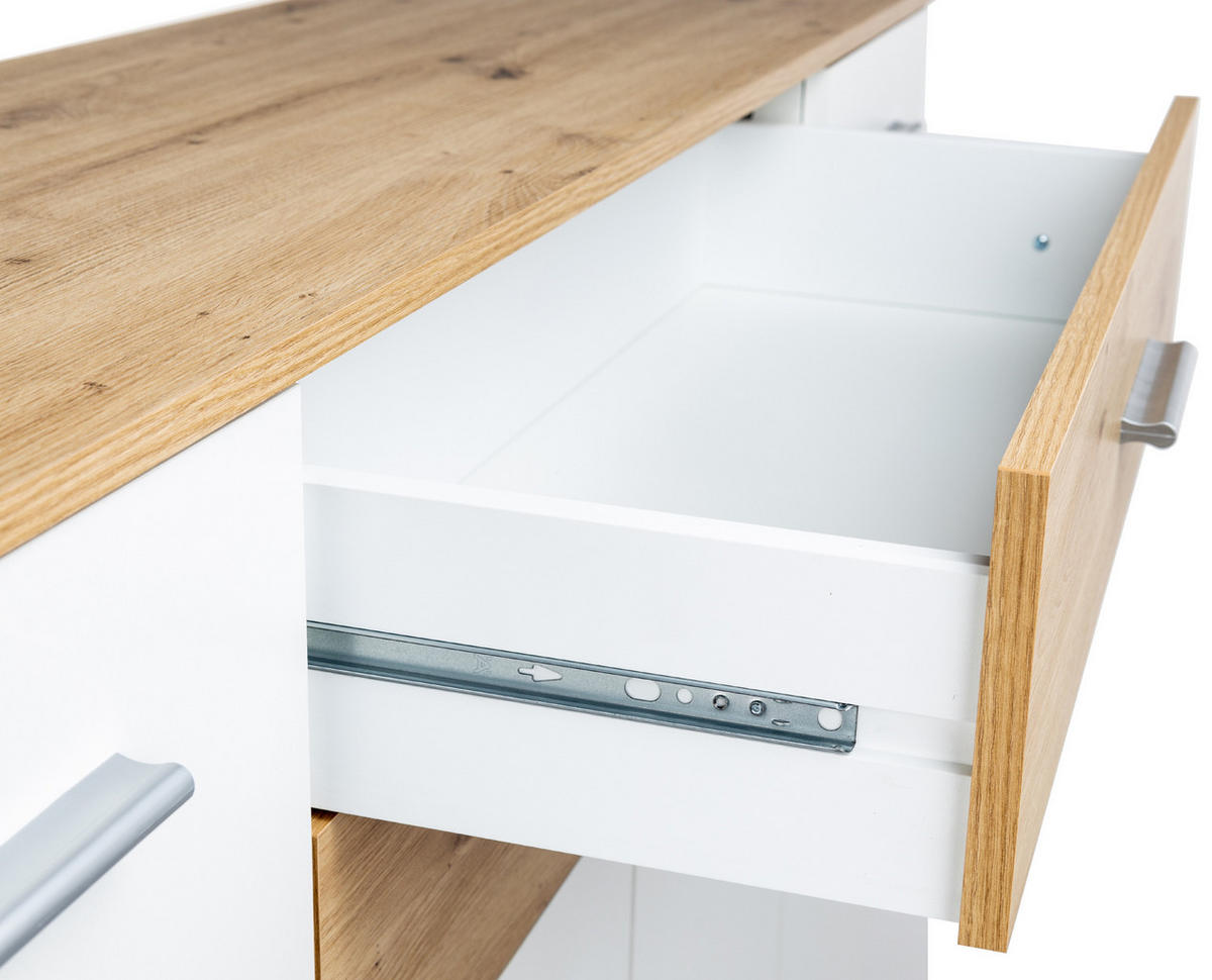 HIGHBOARD Kommode Prato - Silberfarben/Weiß, Holzwerkstoff/Kunststoff (156/123/39cm) - arthur berndt
