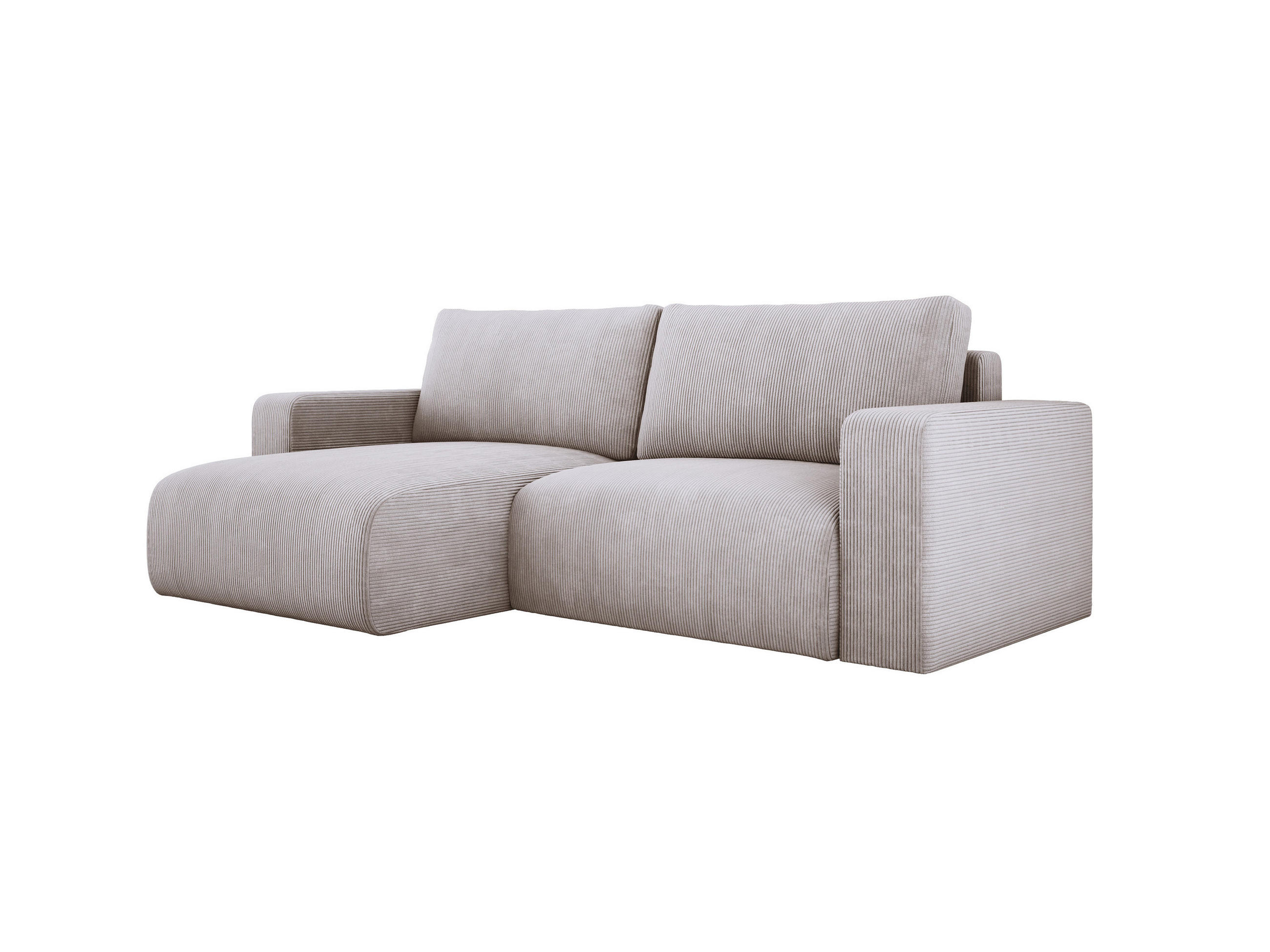 ECKSOFA Carl L-förmig Schlaffunktion und Bettkasten weicher Cordstoff flexibel stellbar lose Rückenkissen freistehend LINKS 143x247x83cm Greige - Greige, Holz/Textil (143/247cm) - DomoHome