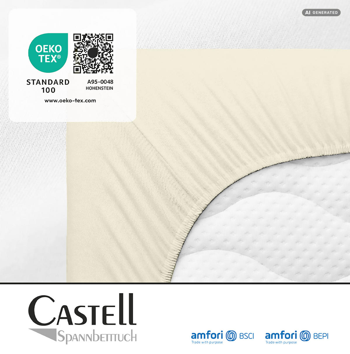 SPANNBETTTUCH Basic Jersey natur, 140x200 cm - 160x200 cm - Naturfarben, Textil (160/200cm) - Castell