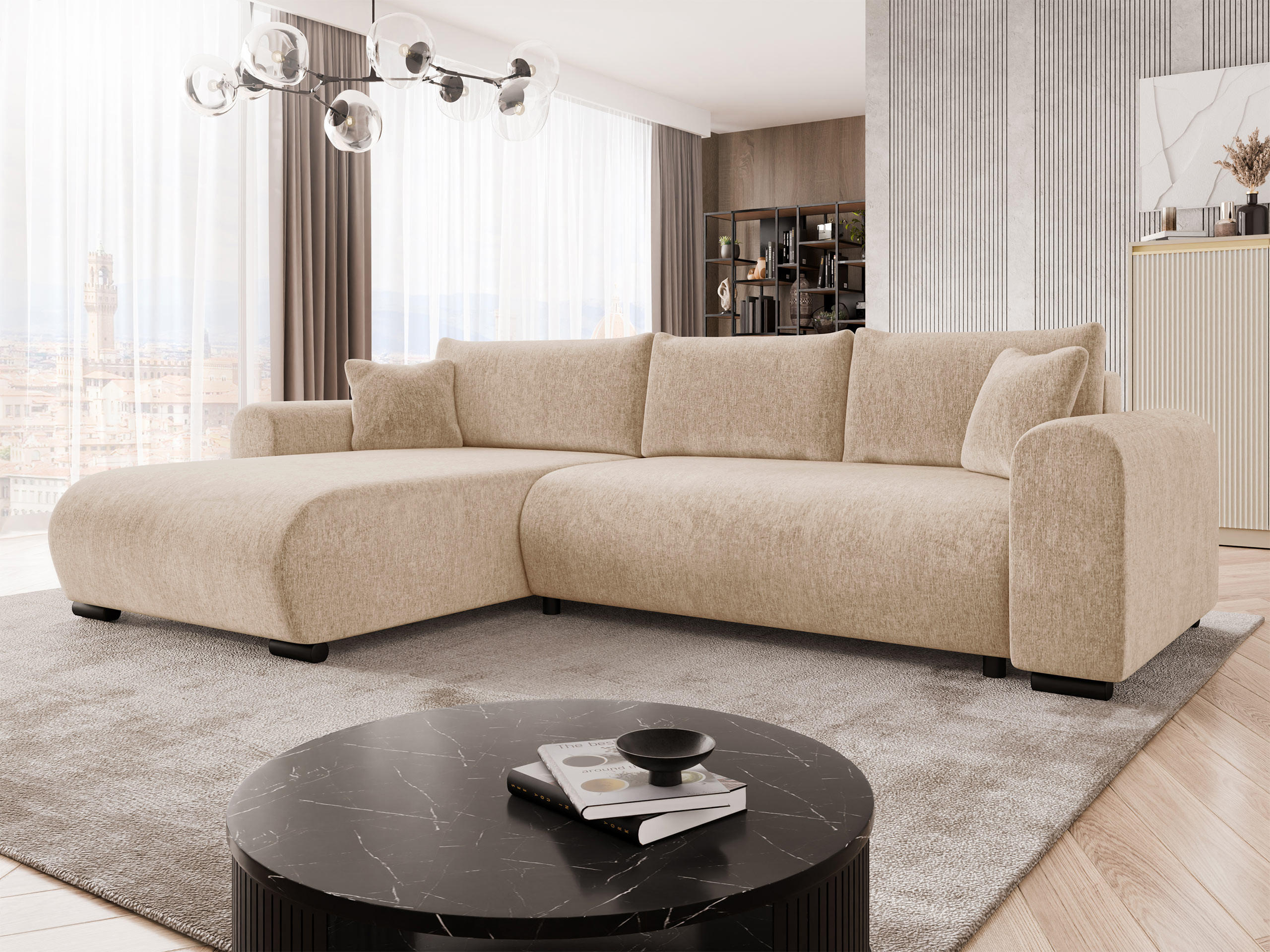 ECKSOFA Merkos - Hellbraun/Schwarz, Holz/Textil (285/188cm) - MIRJAN24