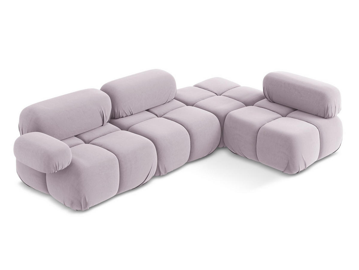 ECKSOFA Rechts Samt Stoff Violett - Lila/Flieder, Kunststoff/Textil (285/190cm) - Makamii