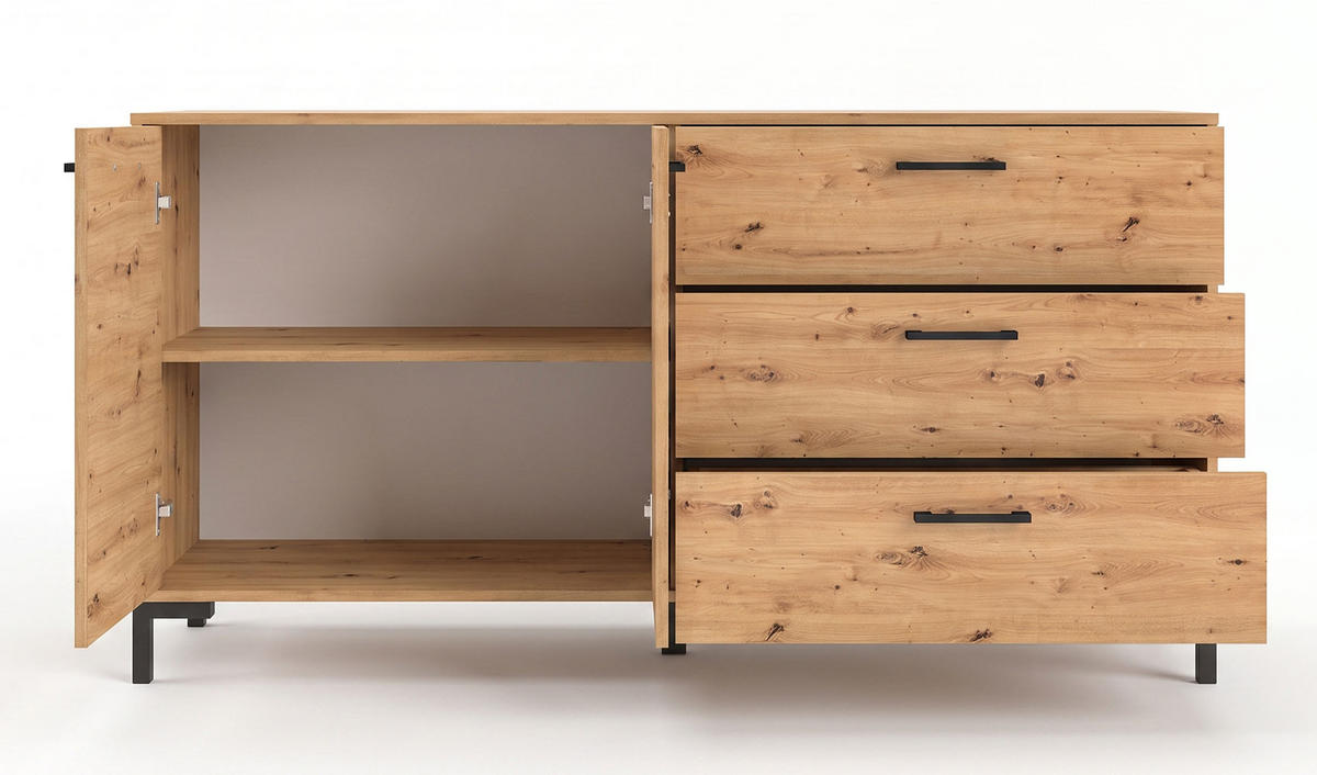 KOMMODE Nevio Artisan Eiche 160 / 41 / 83cm - Braun, Holz/Holzwerkstoff (160/83/41cm) - Feldmann-Wohnen