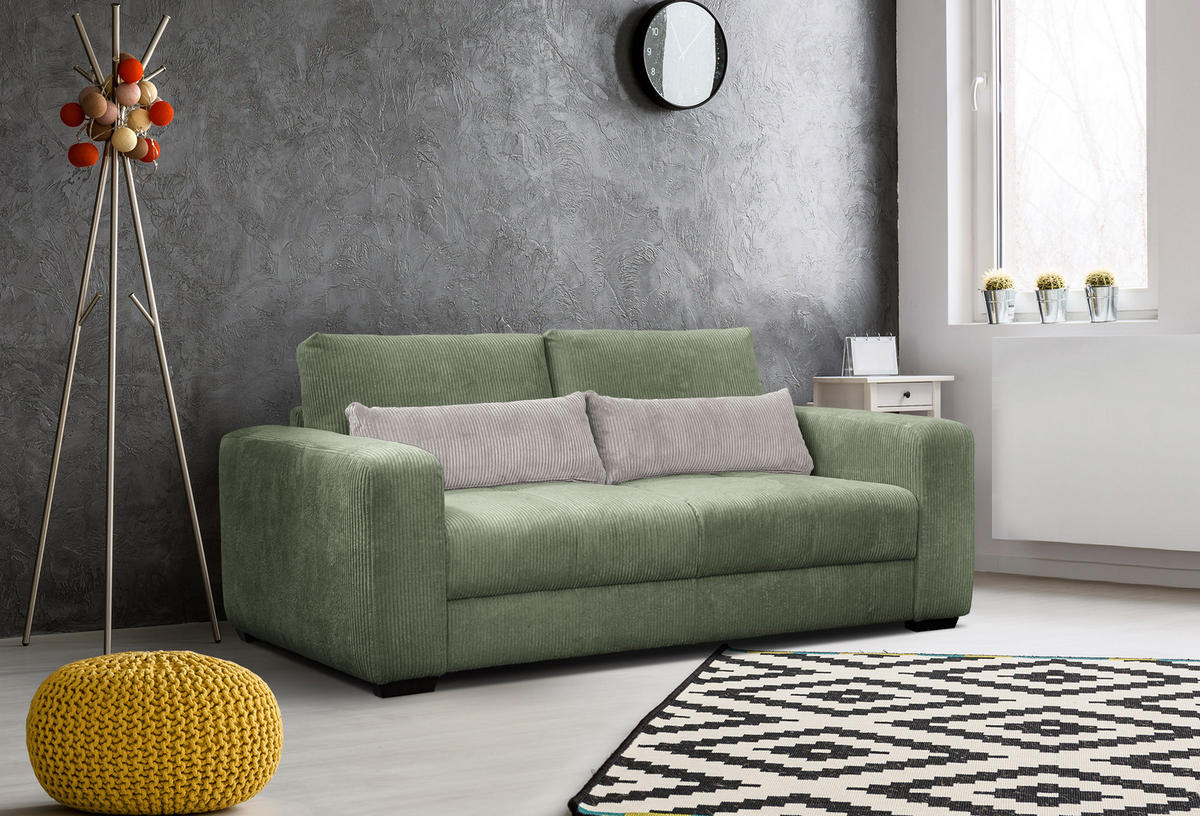 SOFA OLI 3-Sitzer, salbeigrün - Salbeigrün, Holz/Textil (208/91/108cm) - Courtois Laville