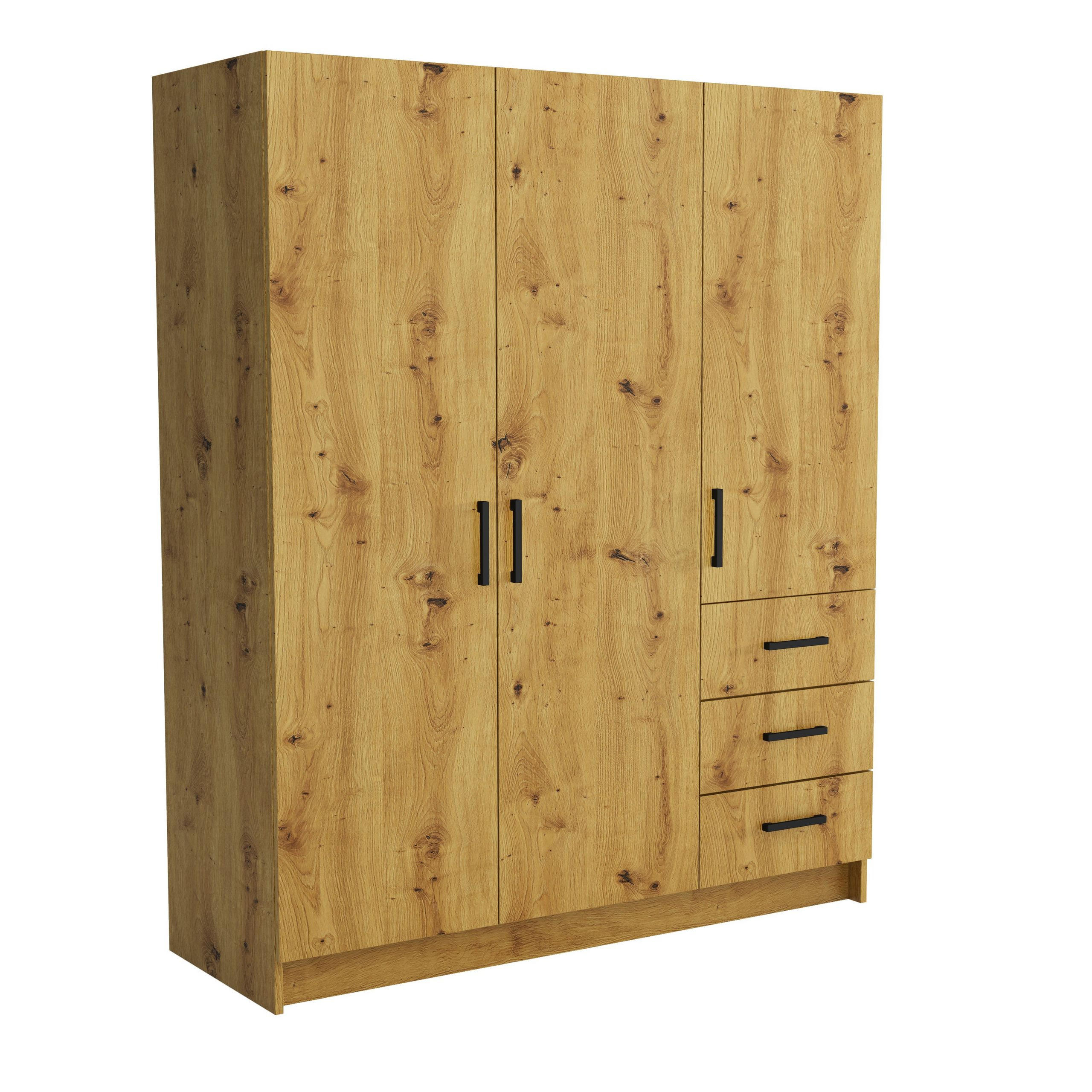 DREHTÜRENSCHRANK PINELLO 114/177/50 cm 3-türig Eiche Artisan - Eiche Artisan, Holzwerkstoff (114/177/50cm) - MASSENO