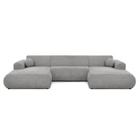 WOHNLANDSCHAFT Puerto U ohne Schlaffunktion, Hellgrau, Cordstoff - Hellgrau/Schwarz, Holzwerkstoff (363/76/170cm) - Beautysofa