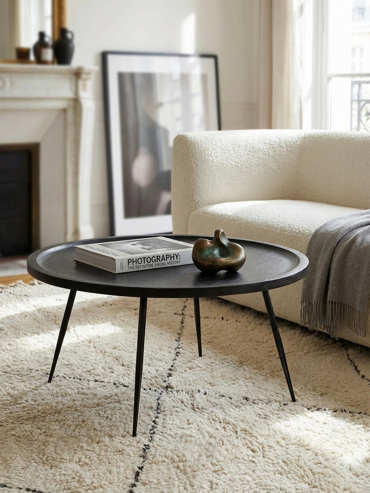 COUCHTISCH in Schwarz aus Metall und massivem Mangoholz mit natürlicher Maserung, 75x75x38 cm - Schwarz, Holz/Metall (75/75/38cm) - KADIMA DESIGN