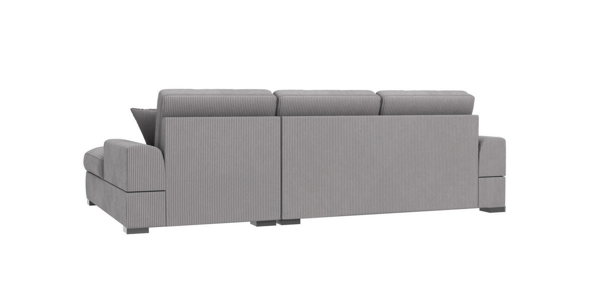 ECKSOFA Saga Hellgrau Cord - Hellgrau/Schwarz, Holz/Buchenholz (306/184cm) - S-Style Möbel