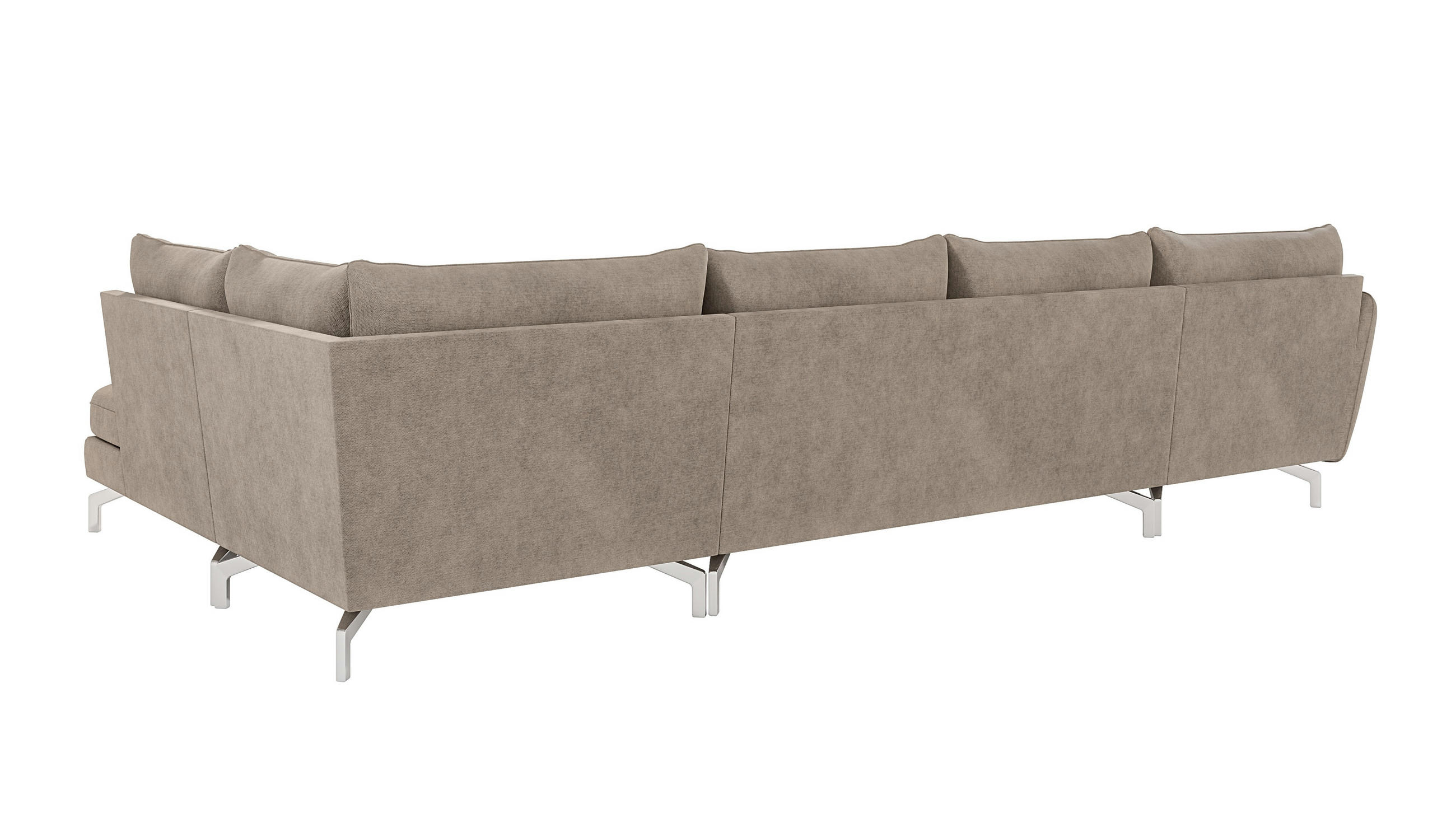 Thumbnail - S-Style Möbel Wohnlandschaft, Beige, Textil, 7-Sitzer, Füllung: Silikon,Silikon,Komfortschaum, U-Form,L-Form, 336x87x200...