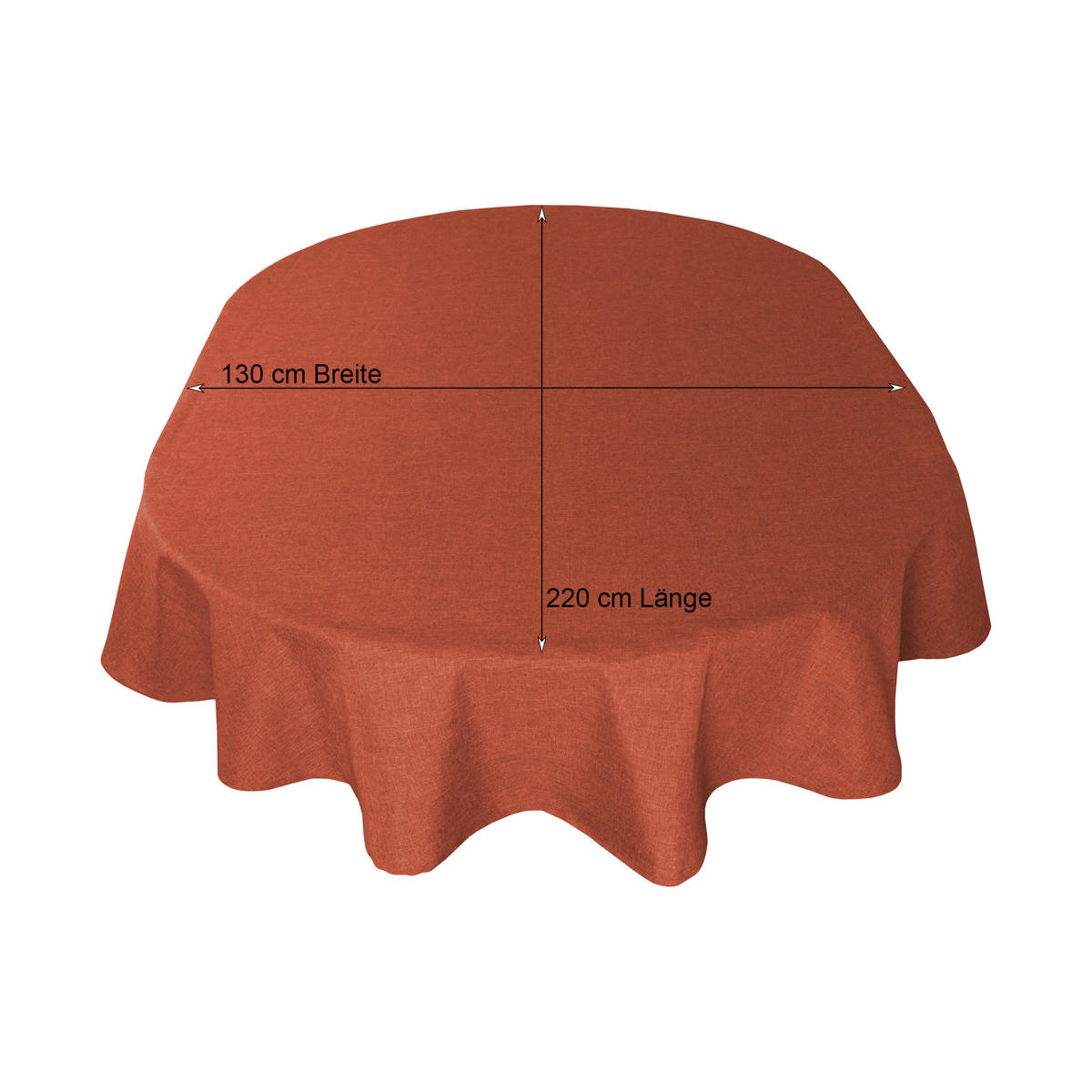 TISCHDECKE Leinenoptik 130/220 cm oval Terracotta - Terracotta, Textil (130/220cm) - TiborTex