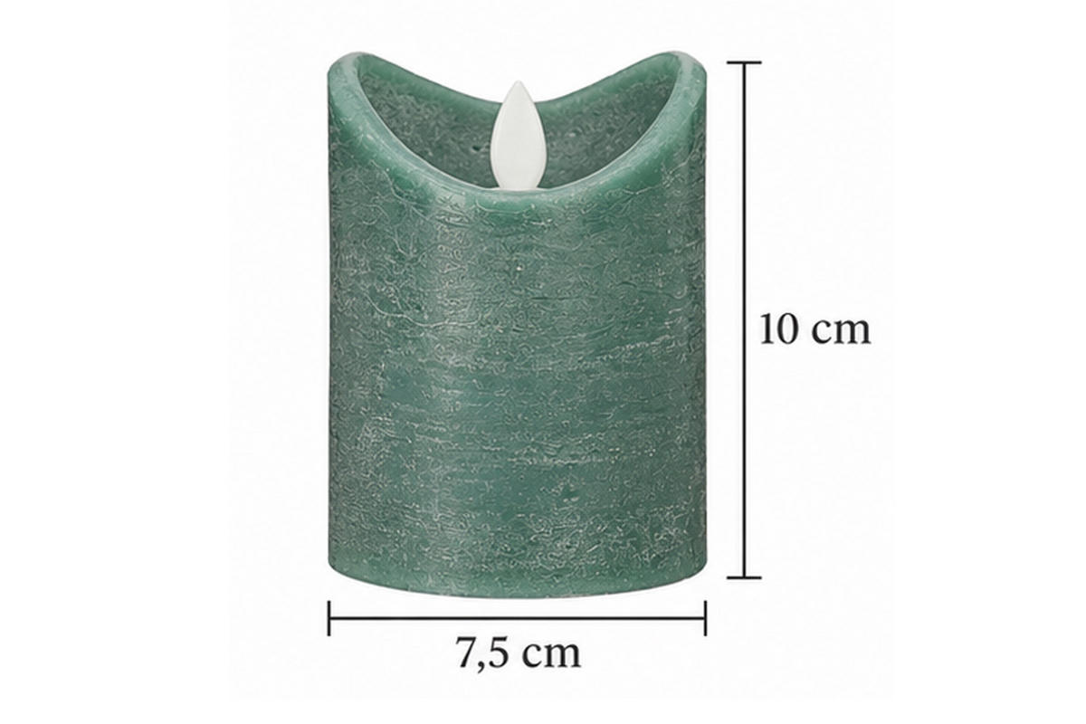 LED-KERZE Ø7,5x10 cm, Dunkelgrün - Dunkelgrün, Naturmaterialien (7.5/7.5/10cm) - dasmöbelwerk