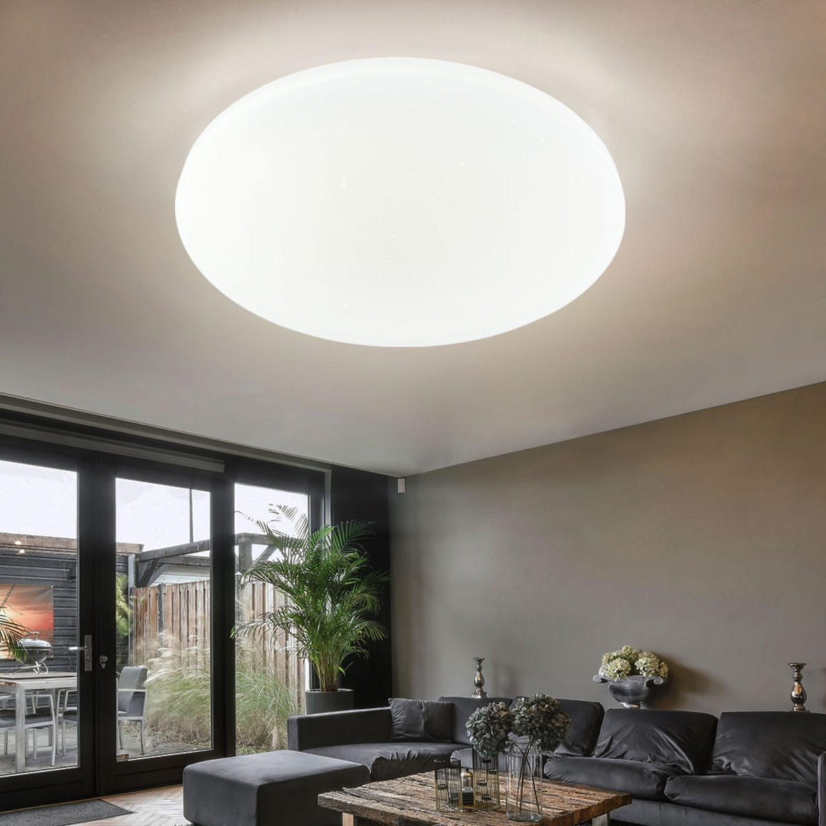 LED DECKENLEUCHTE Weiß Sternen-Effekt Fernbedienung - Weiß, Metall (54/54/7.6cm)