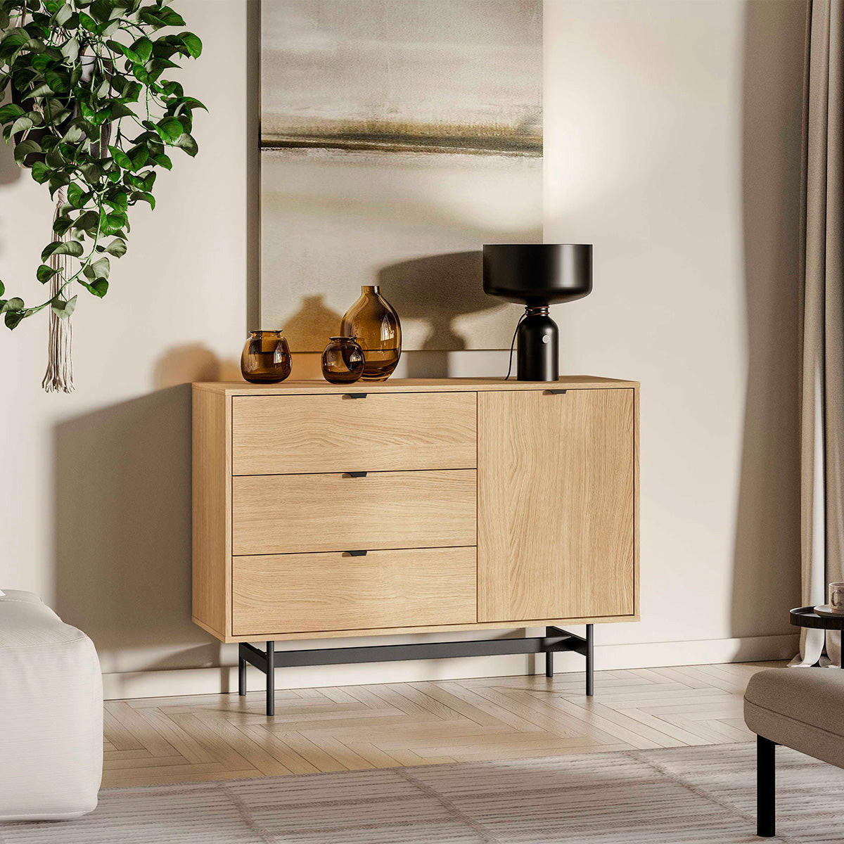 KOMODA Nila Les - rjava, leseni material (115/85/40cm) - Petits-meubles