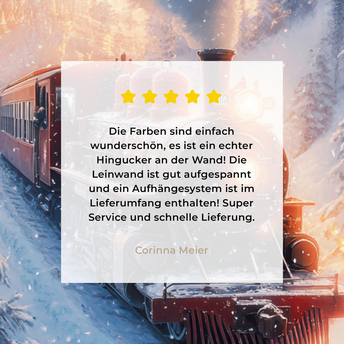 LEINWANDBILD Weihnachtszug - Schnee - Winter - Weihnachten Wandbilder 80x60 cm - Dunkelrot, Textil (80/60cm) - MuchoWow