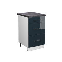 SCHUBLADENUNTERSCHRANK Fame-Line Dunkelblau Hochglanz 50 cm, AP Anthrazit - Weiß/Dunkelblau, Holzwerkstoff (50/82/60cm) - Vicco