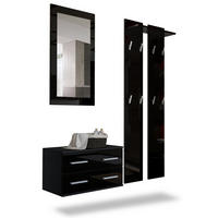 GARDEROBE Kioto Front in Schwarz Hochglanz - Schwarz Hochglanz, Holzwerkstoff (170/200/35cm) - Vladon