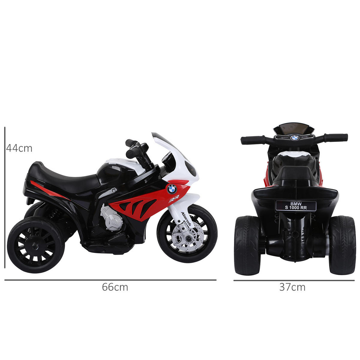 ELEKTRO KINDERMOTORRAD, Schwarz/Rot, PP+ Stahl - Rot, Kunststoff (66/37/44cm) - HOMCOM