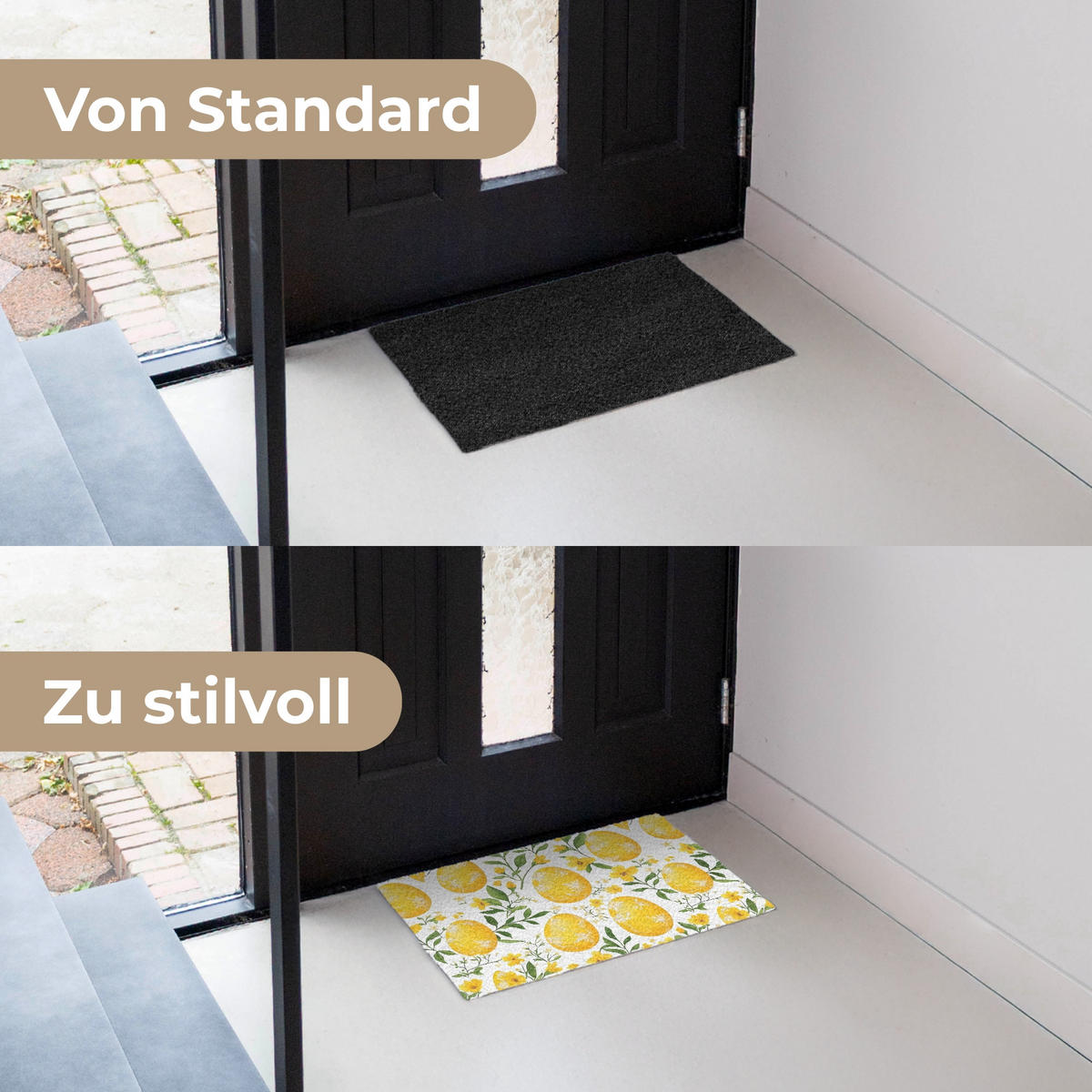 FUSSMATTE Blumen - Ostereier - Gelb 60x40 cm - Gelb, Kunststoff (40/60cm) - MuchoWow