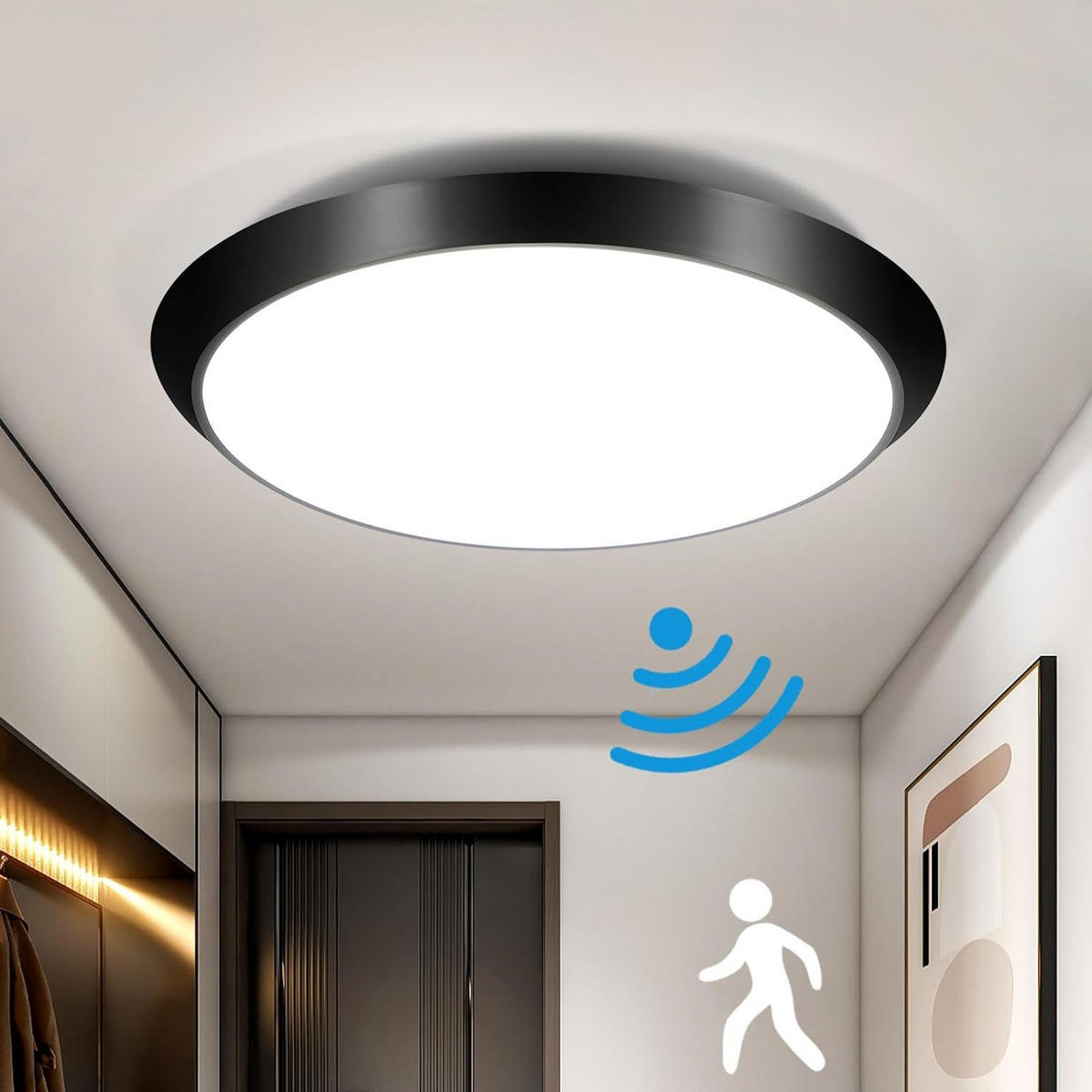 LED-DECKENLEUCHTE Frisbee 30 cm - Schwarz, Kunststoff (30/30/4cm) - Nettlife