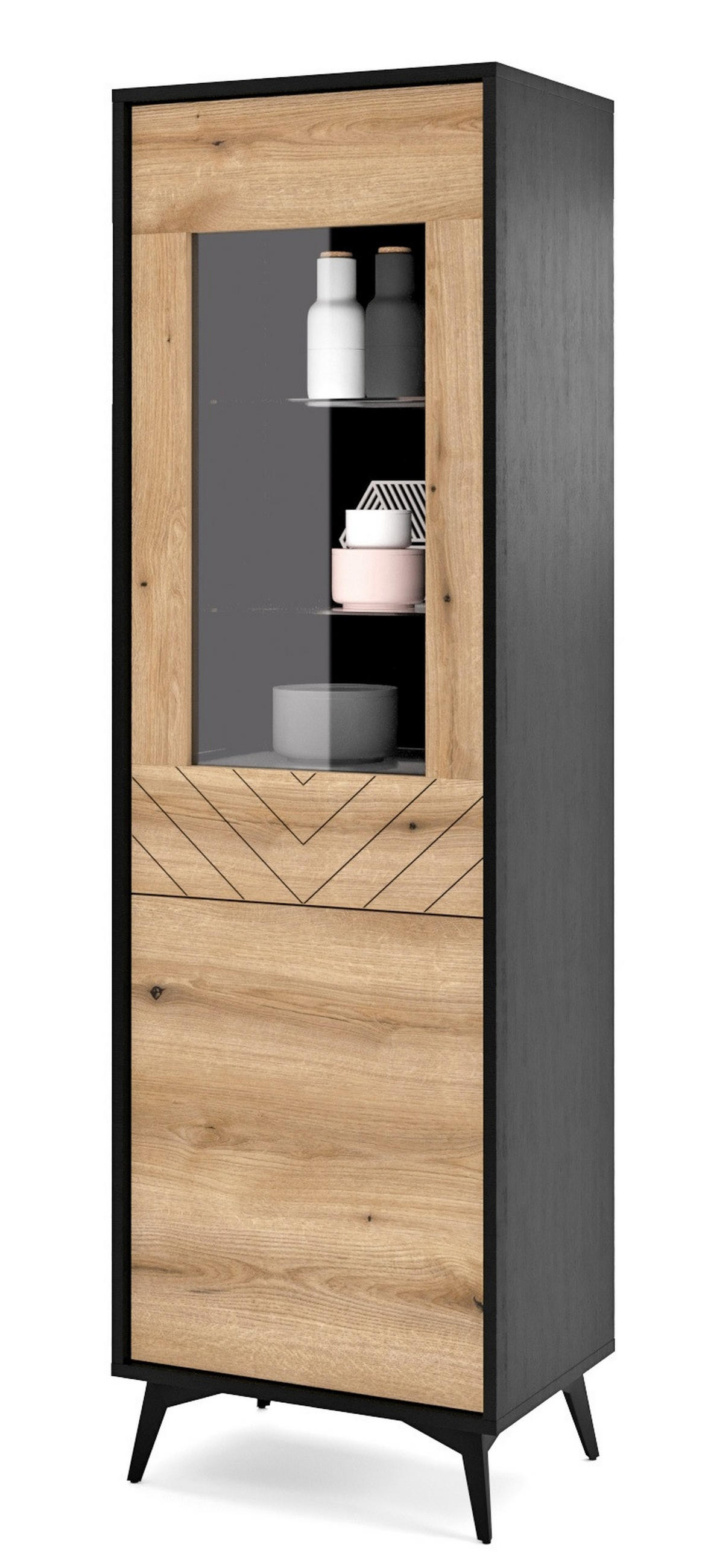 VITRINE Transparent Diamo Geschlossen - Multicolor, Holzwerkstoff (54/178/39cm) - Sepro Meble