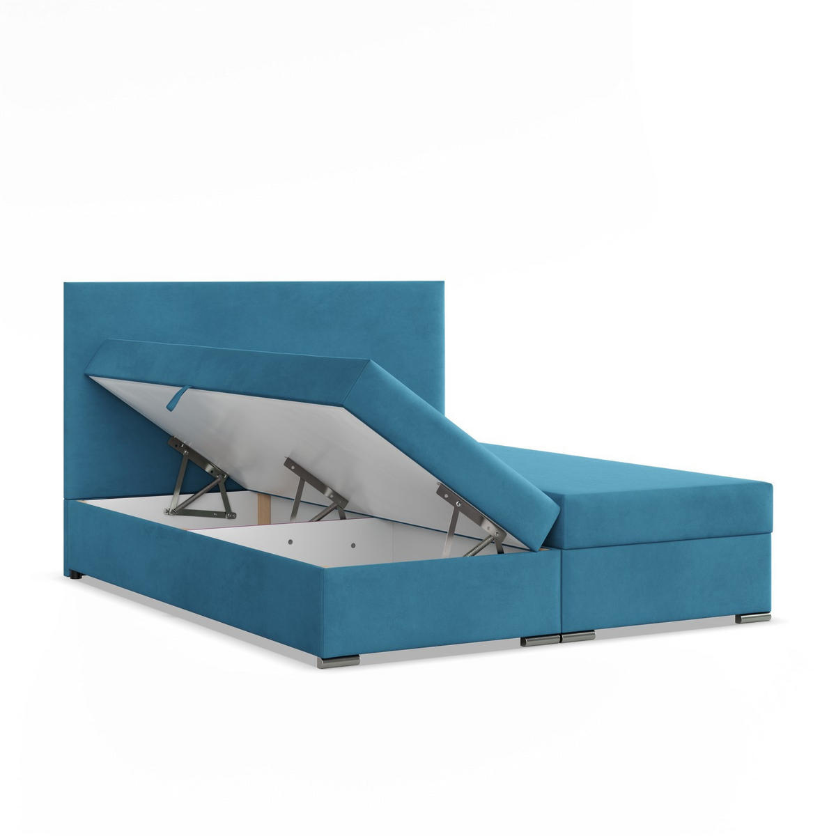 BOXBETT MIT KOPFTEIL 180x200 ELDA, Blau - Blau, Textil (180/200cm) - Mebligo