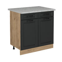 KÜCHENUNTERSCHRANK R-Line Anthrazit Landhaus 80 cm AP Marmor - Honigeiche/Anthrazit, Holzwerkstoff (80/81.6/60cm) - Vicco