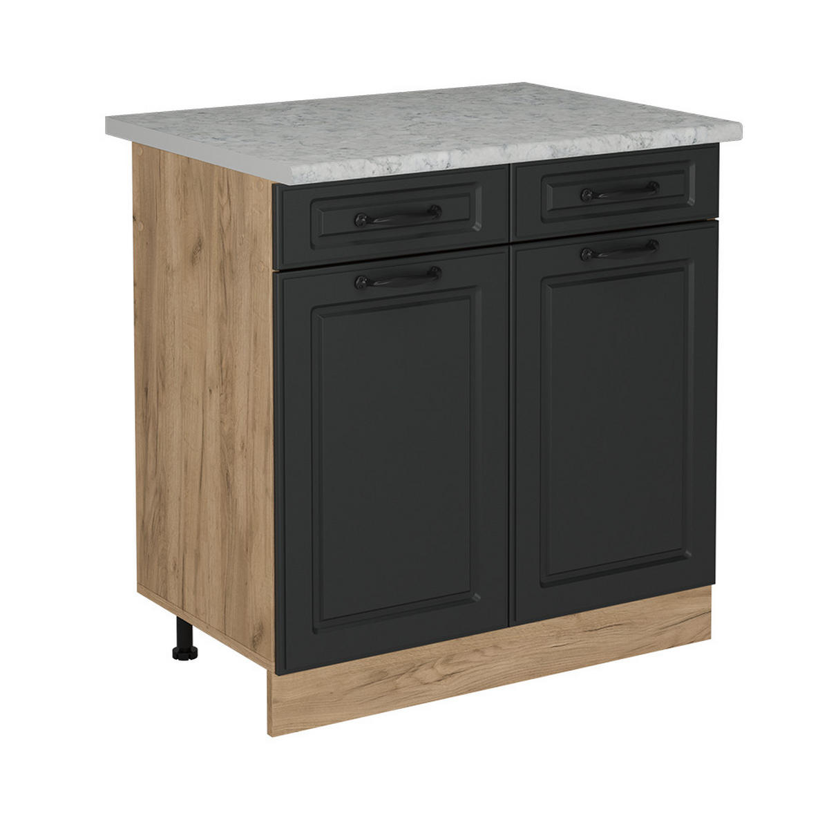 KÜCHENUNTERSCHRANK R-Line Anthrazit Landhaus 80 cm AP Marmor - Honigeiche/Anthrazit, Holzwerkstoff (80/81.6/60cm) - Vicco