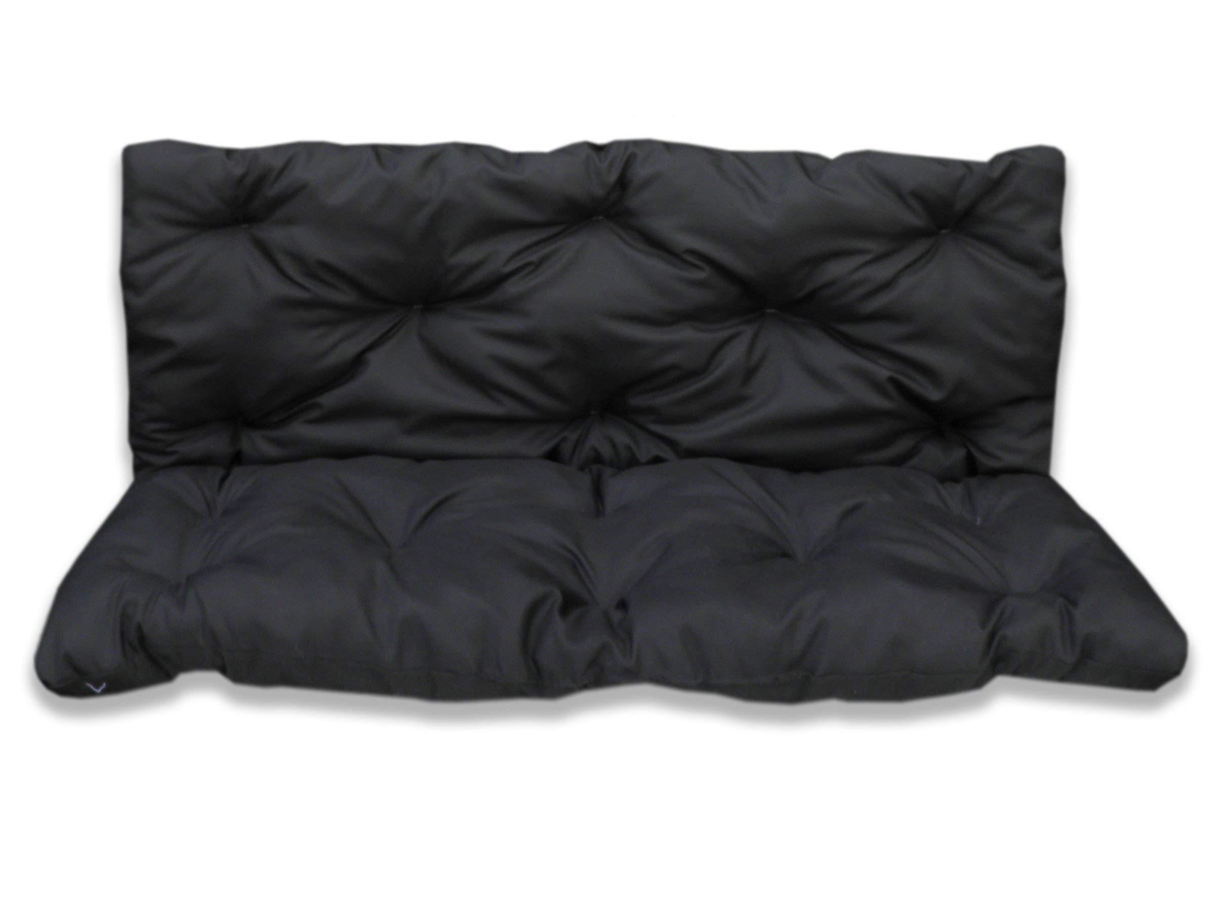 SITZKISSEN mit Rückenteil für 2 Personen Bankauflage KOMPLETT (100x60x50 cm, Schwarz) - Schwarz, Naturmaterialien (100/50/60cm) - Best for Kids