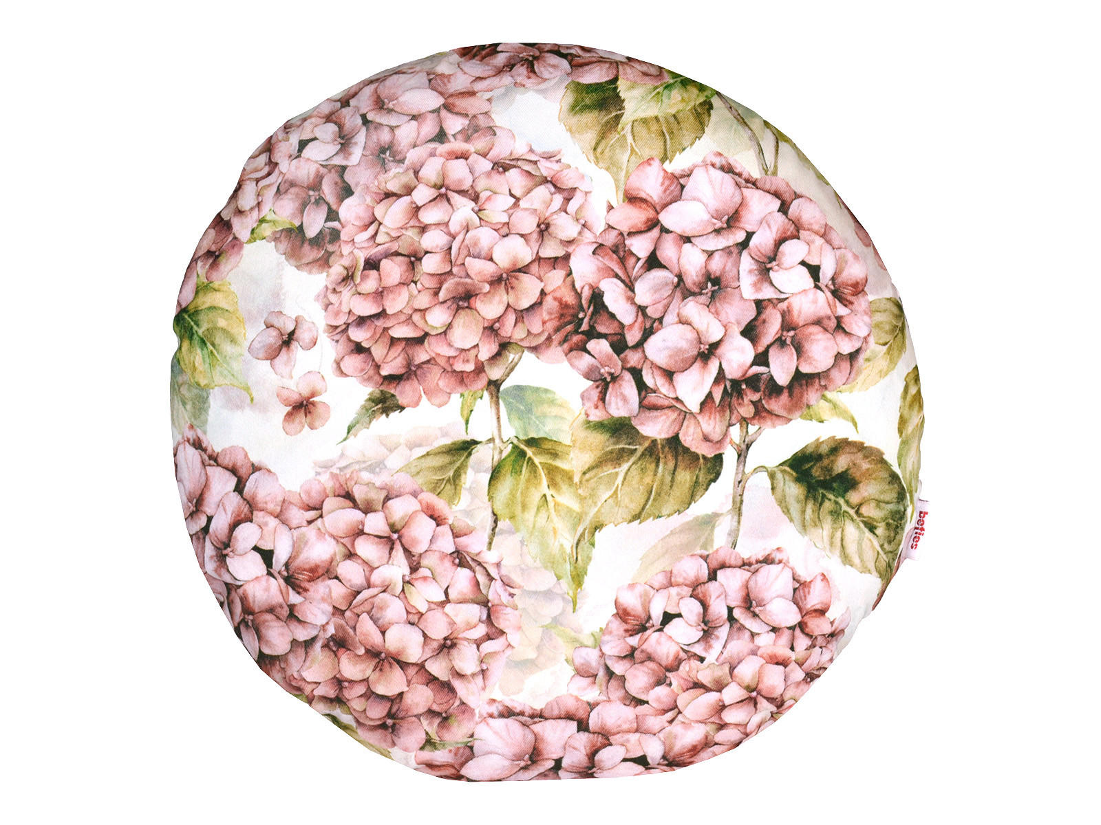KISSENHÜLLE Rund Landlust-Hortensie burgundy-rose 40 cm Ø - Hellrosa/Dunkelrosa, Textil (40/40cm) - beties Heimtextil