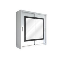 SCHWEBETÜRENSCHRANK KENNEN 203/215/61 cm 2-türig mit Spiegel Weiß - Weiß, Holzwerkstoff (203/215/61cm) - MASSENO