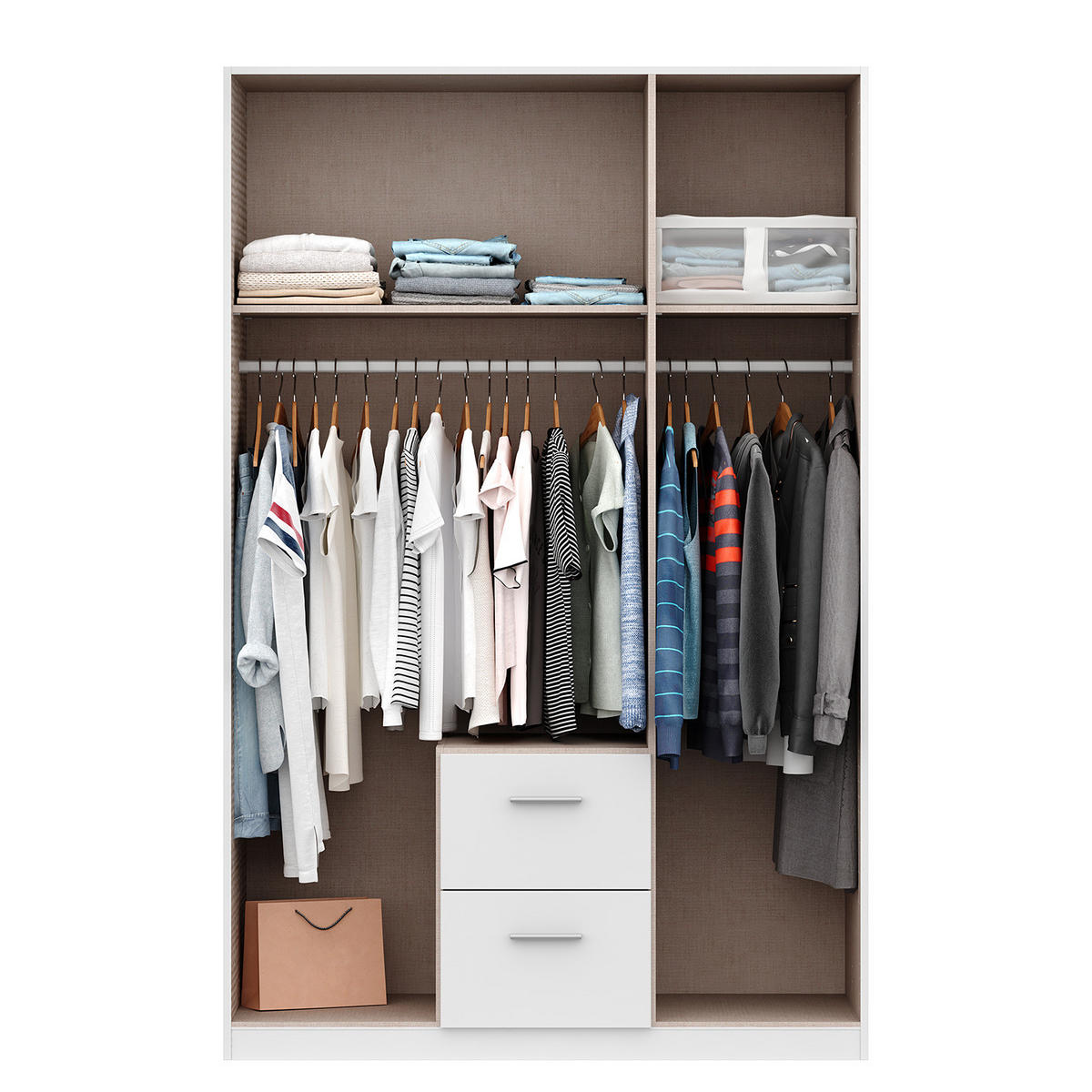 DREHTÜRENSCHRANK - Weiß, Holzwerkstoff (136/197/54cm) - home24