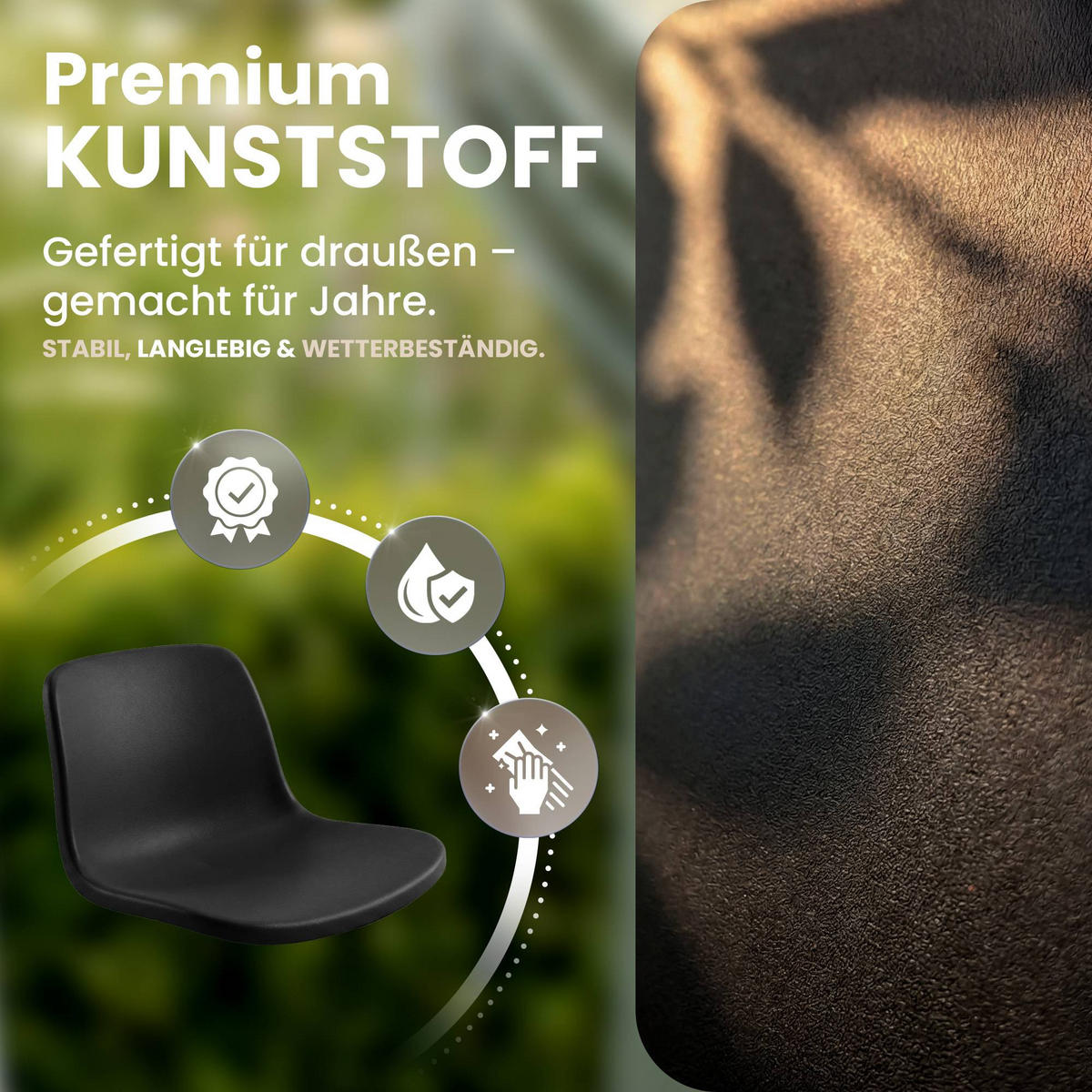 GARTENSTUHL 6er Set Kunststoff Schwarz - Schwarz, Kunststoff (58/80/58cm) - CLP