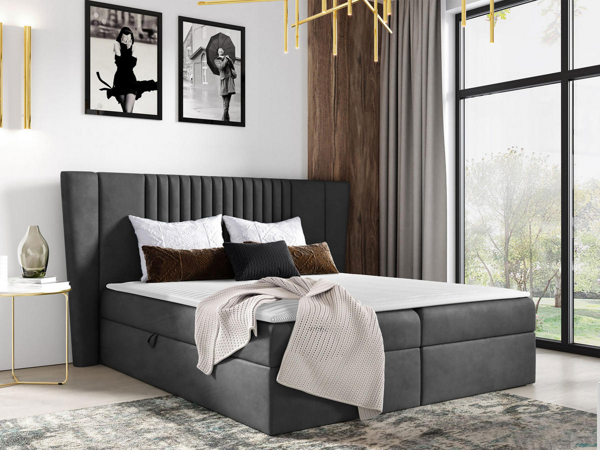 BOXBETT Spark - Anthrazit, Holz (140/200cm) - MIRJAN24