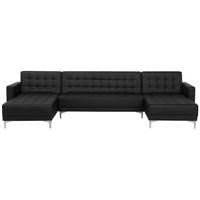 SCHLAFSOFA U-förmig Kunstleder Schwarz Aberdeen - Schwarz, Textil (348/83/168cm) - Beliani