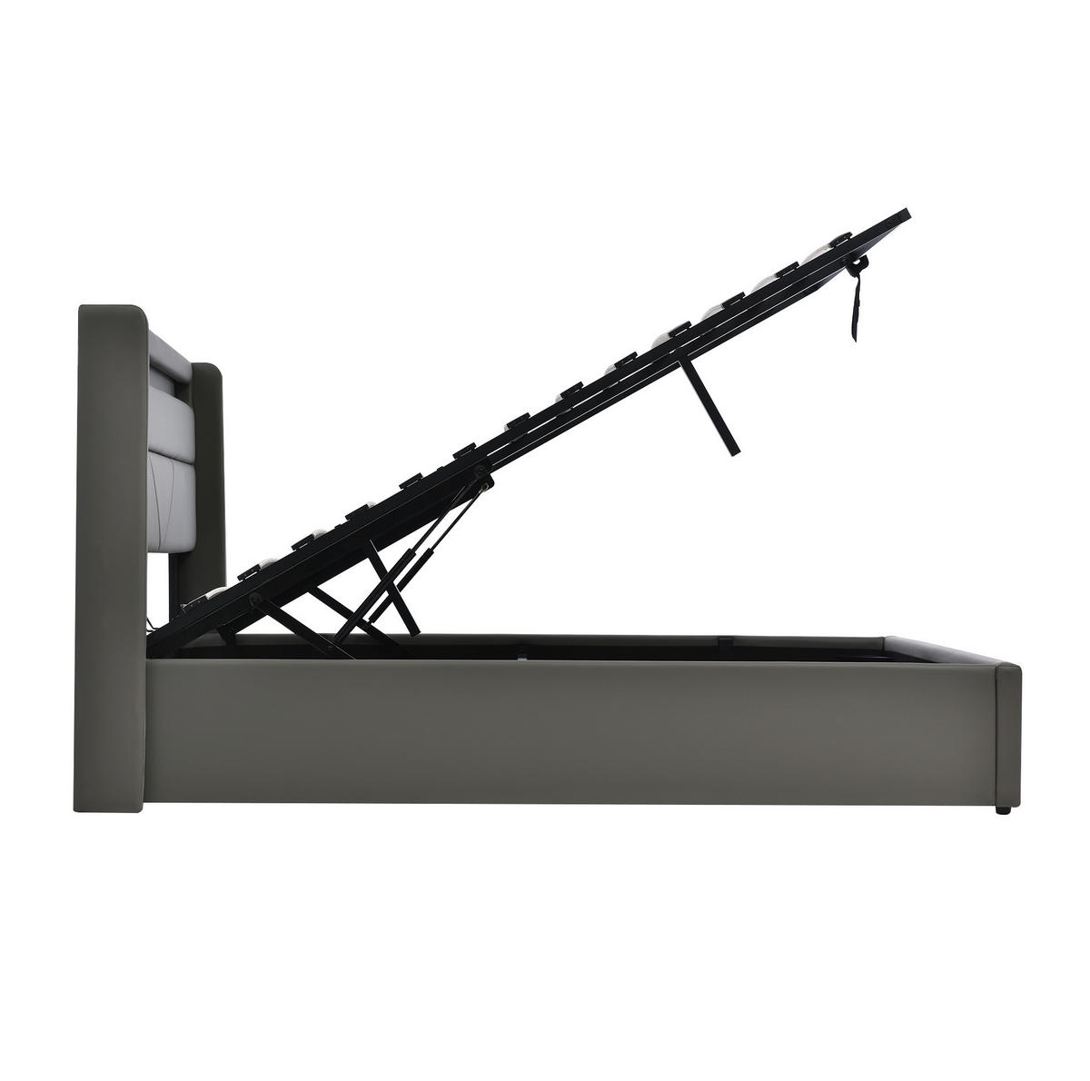 POLSTERBETT 140/200 cm Grau aus PU mit LED-Beleuchtung - Grau, Kunststoff (140/200cm) - OKMYHOME