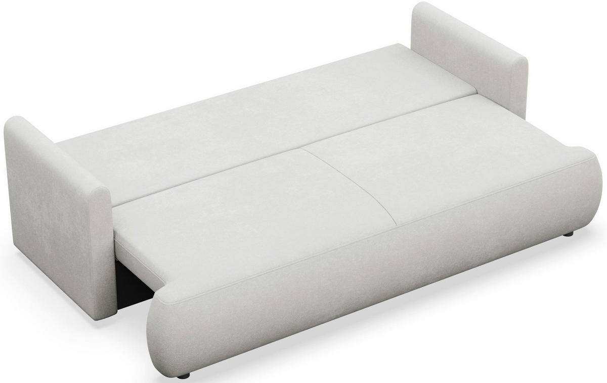 SCHLAFSOFA Ovo Mini Hellgrau Chenille Easy Clean - Hellgrau/Schwarz, Kunststoff/Textil (226/90/97cm) - Selsey