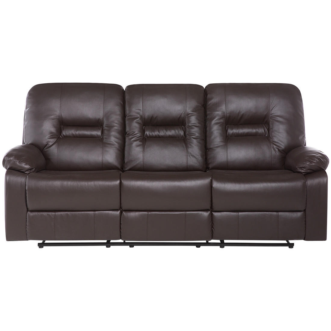 3-SITZER-SOFA Kunstleder Braun Bergen - Dunkelbraun, Kunststoff/Textil (204/101/73cm) - Beliani