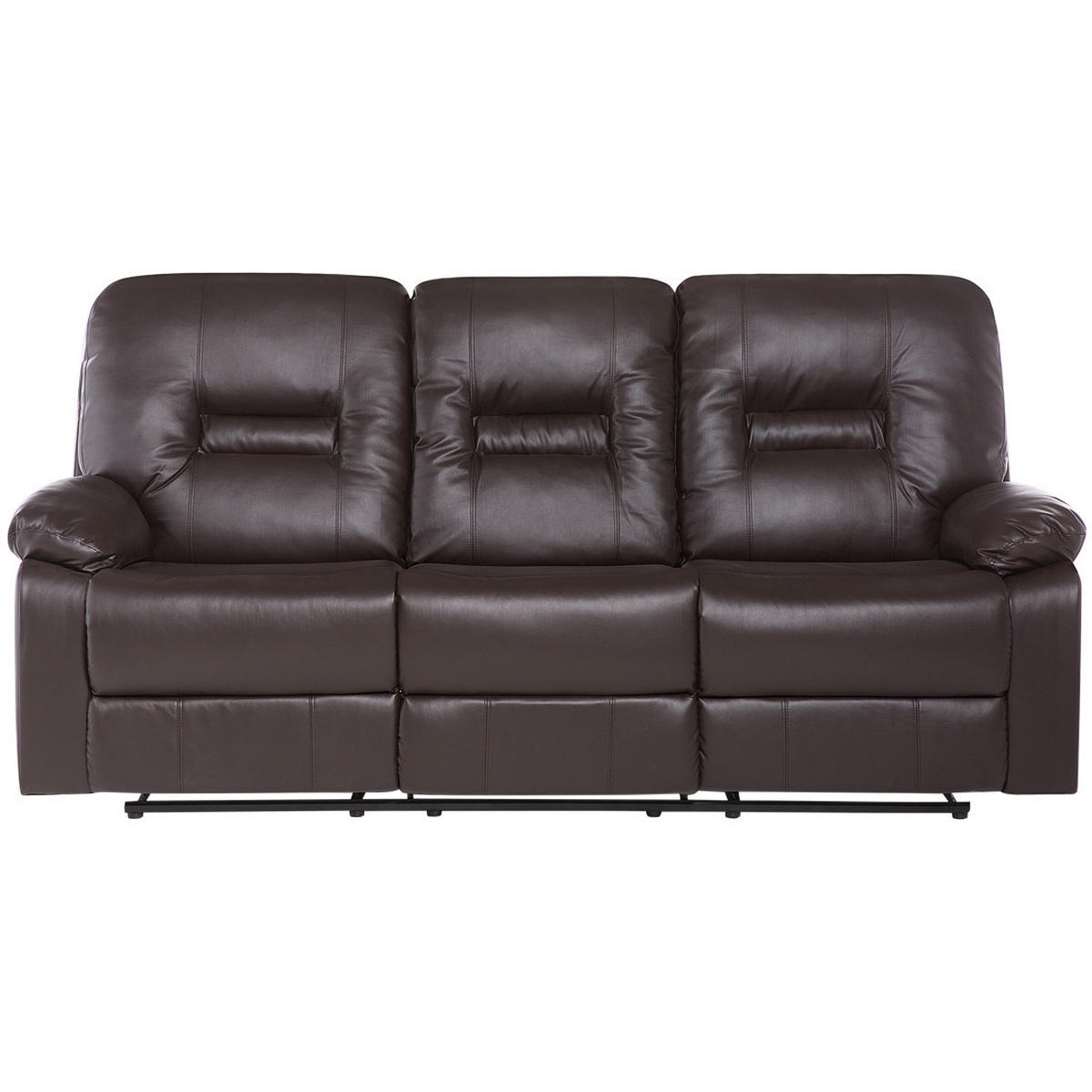 3-SITZER-SOFA Kunstleder Braun Bergen - Dunkelbraun, Kunststoff/Textil (204/101/73cm) - Beliani